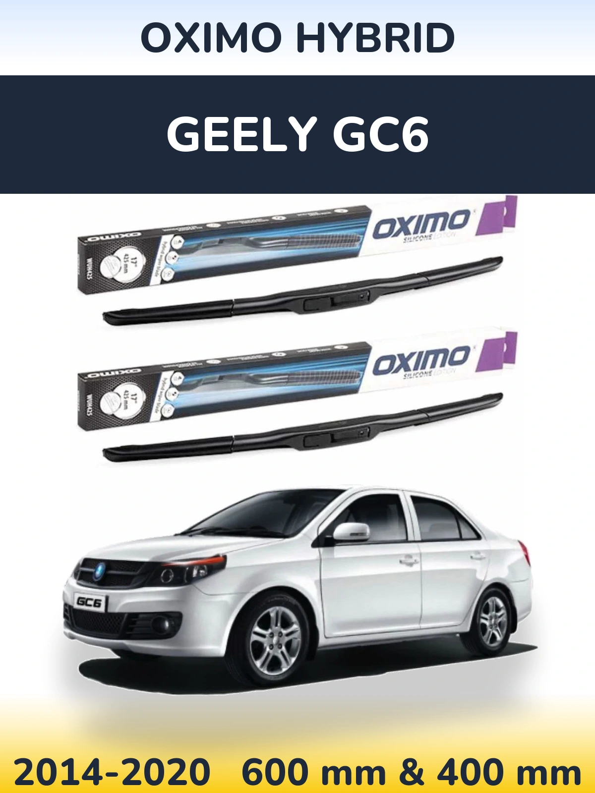 Komplet przednich wycieraczek Oximo Hybrid 600 & 400 mm do Geely GC6 2014-2020