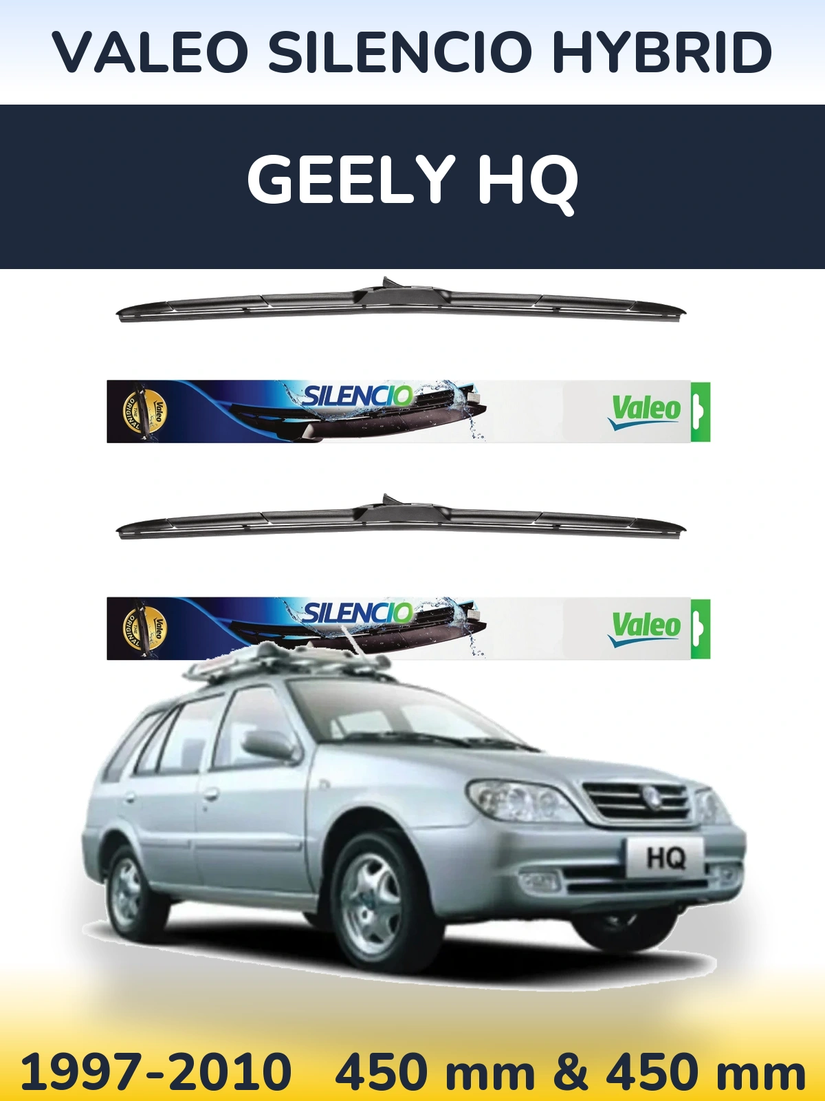 Комплект передних дворников Valeo Silencio Hybrid 450 & 450 мм для Geely HQ 1997-2010