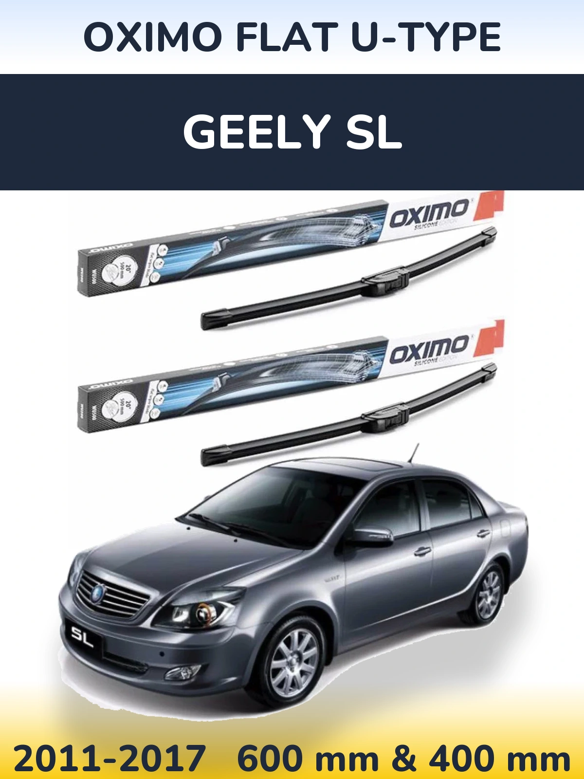 Komplet przednich wycieraczek Oximo Flat U-type 600 & 400 mm do Geely SL 2011-2017