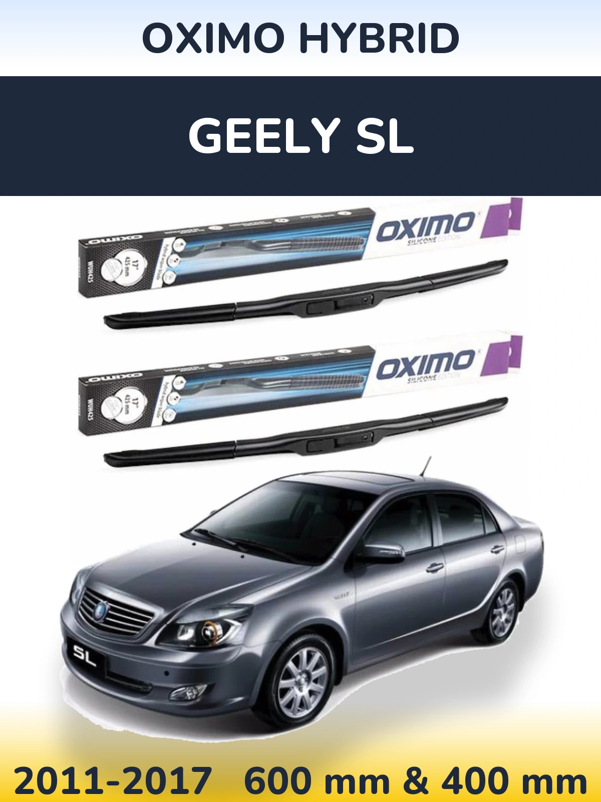 Komplet przednich wycieraczek Oximo Hybrid 600 & 400 mm do Geely SL 2011-2017
