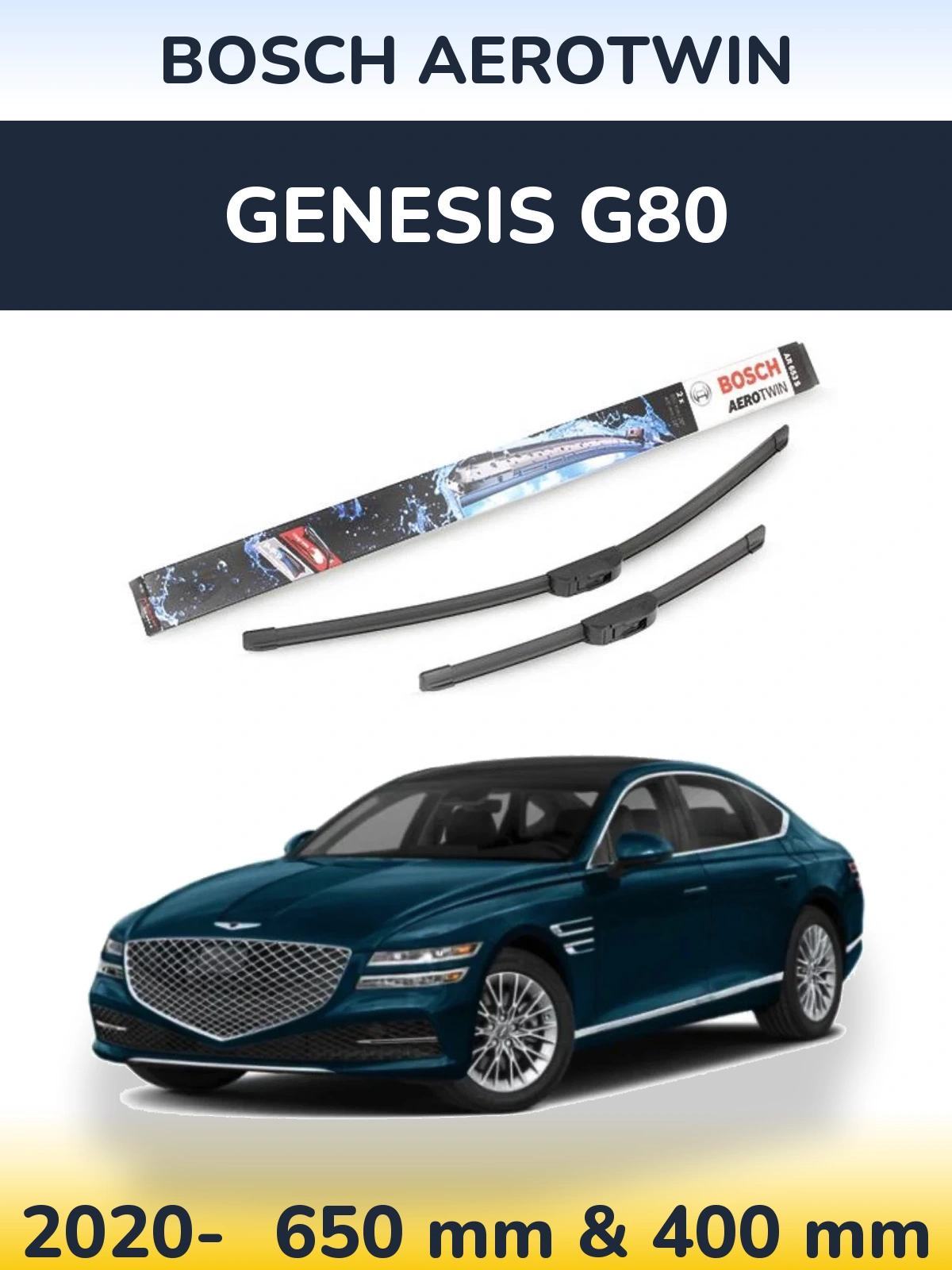 Komplet przednich wycieraczek BOSCH AeroTwin 650 & 400 mm do Genesis G80 2020-2026