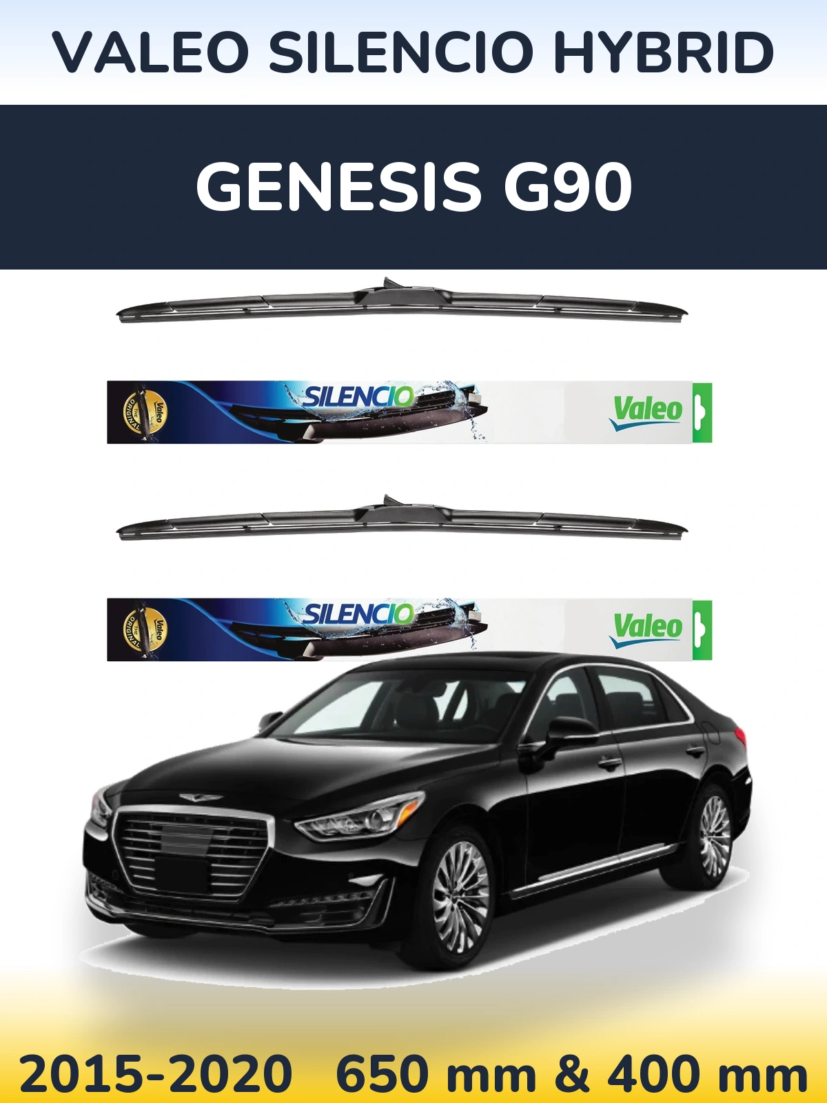Комплект передніх щіток Valeo Silencio Hybrid 650 & 400 мм для Genesis G90 2015-2020