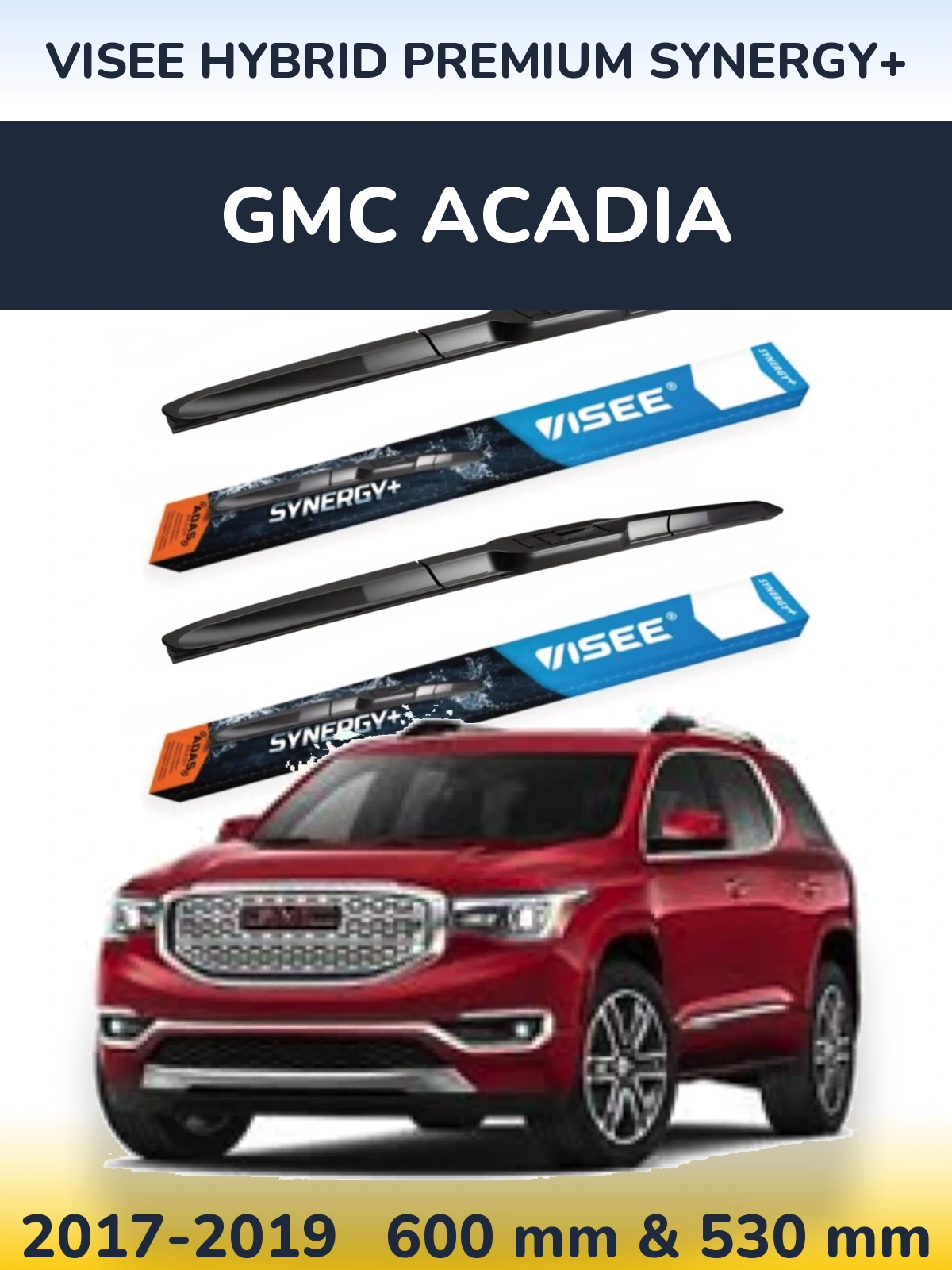 Комплект передних дворников VISEE HYBRID PREMIUM SYNERGY+ 600 & 530 мм для GMC Acadia 2017-2019