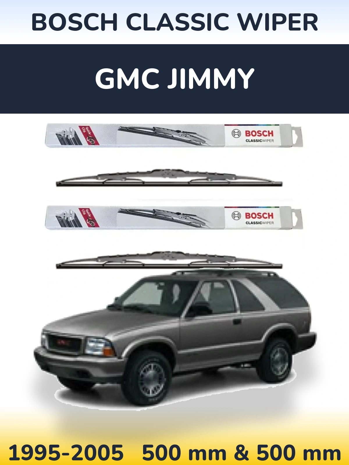 Комплект передних дворников BOSCH Classic Wiper 500 & 500 мм для GMC Jimmy 1995-2005