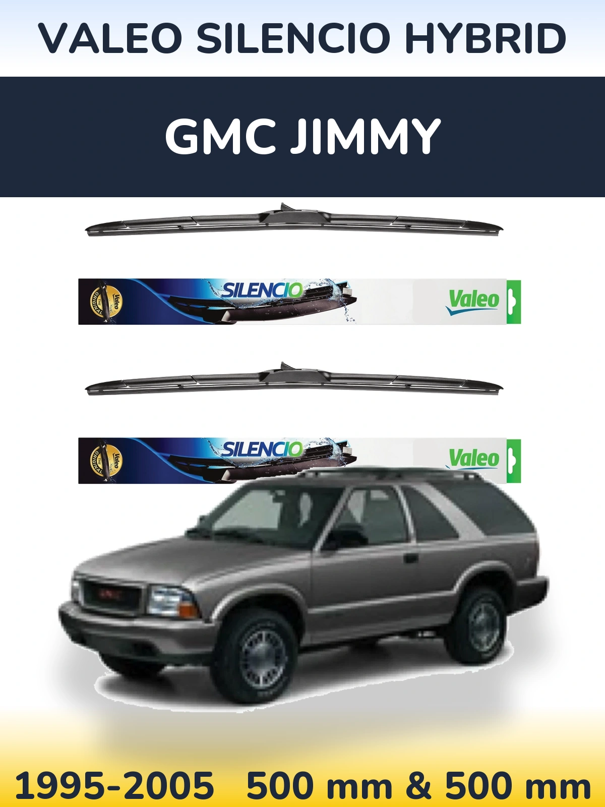 Комплект передних дворников Valeo Silencio Hybrid 500 & 500 мм для GMC Jimmy 1995-2005