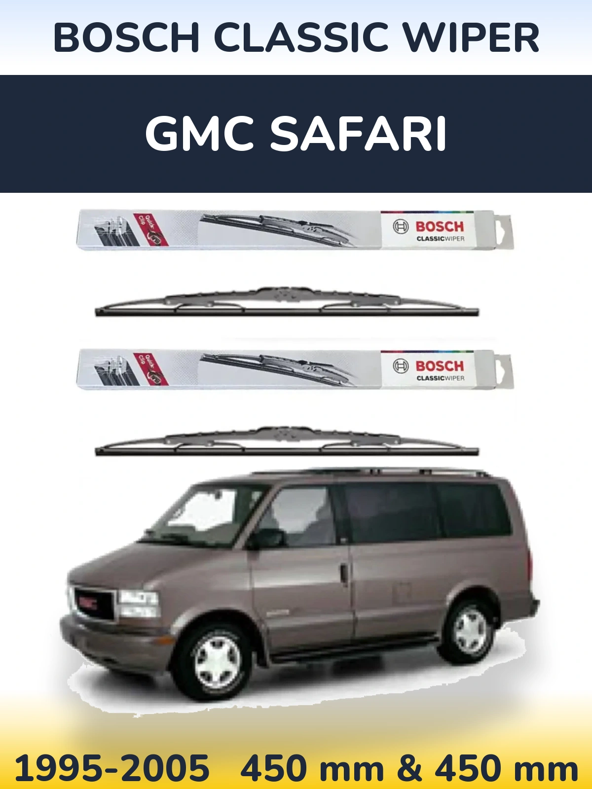 Комплект передних дворников BOSCH Classic Wiper 450 & 450 мм для GMC Safari 1995-2005