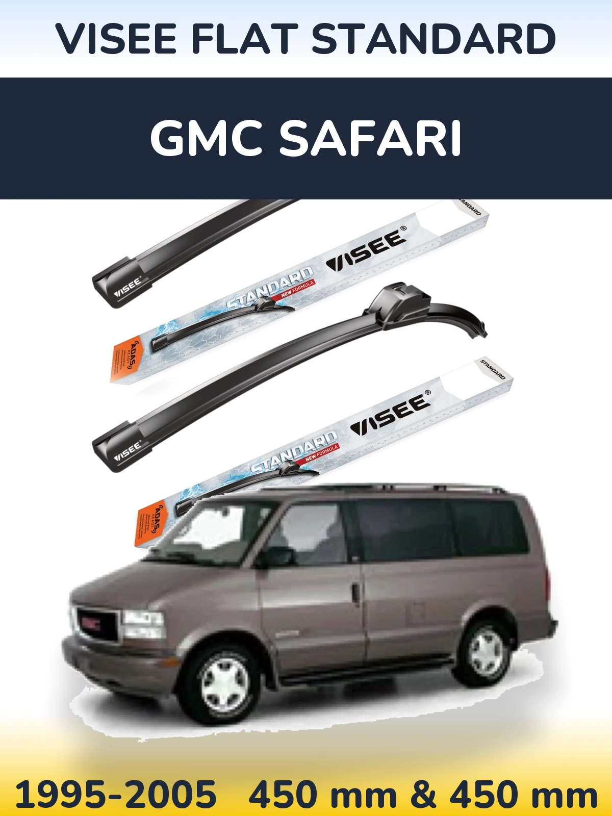 Комплект передніх щіток VISEE FLAT STANDARD 450 & 450 мм для GMC Safari 1995-2005