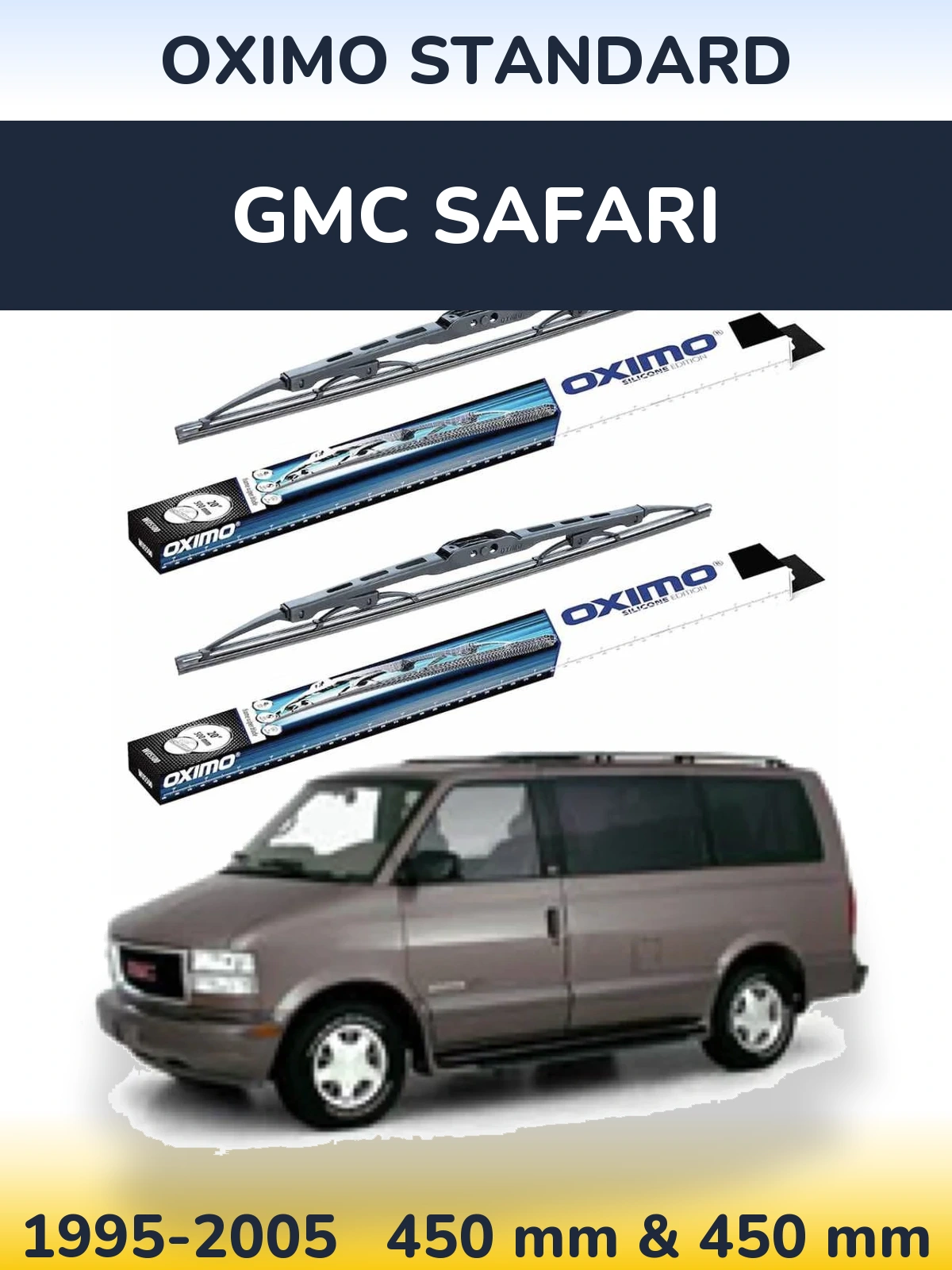 Комплект передних дворников Oximo Standard 450 & 450 мм для GMC Safari 1995-2005
