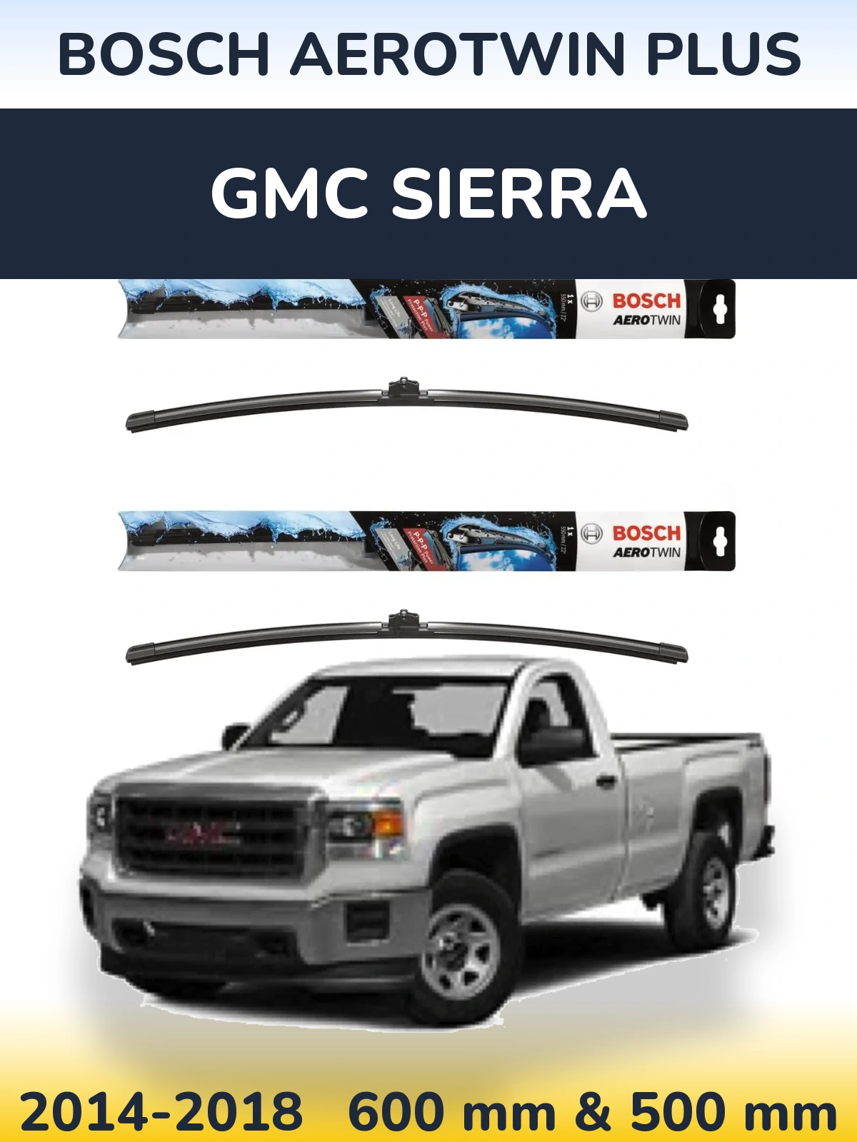 Комплект передніх щіток BOSCH AeroTwin Plus 600 & 500 мм для GMC Sierra 2014-2018