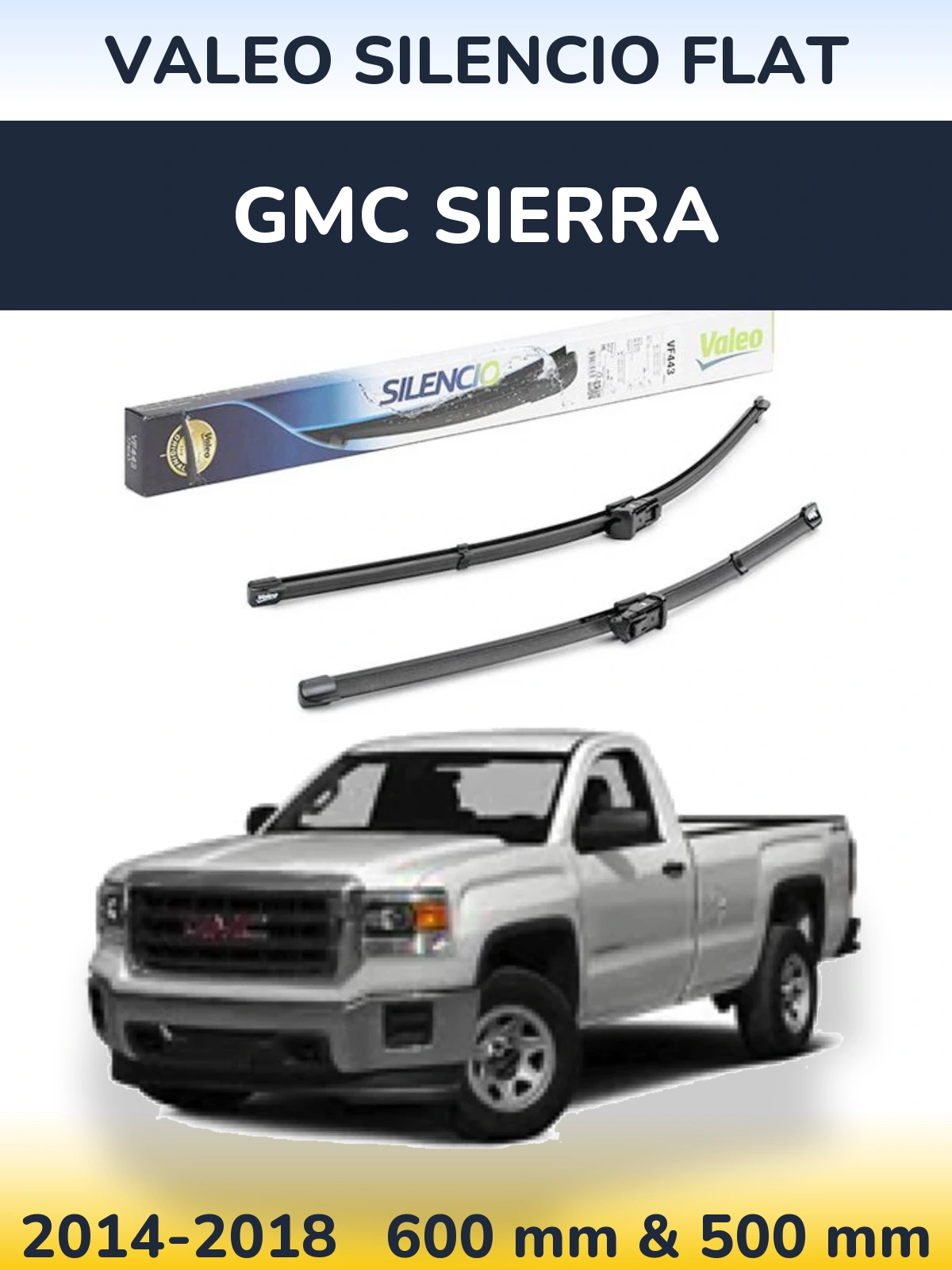 Комплект передніх щіток Valeo Silencio Flat 600 & 500 мм для GMC Sierra 2014-2018