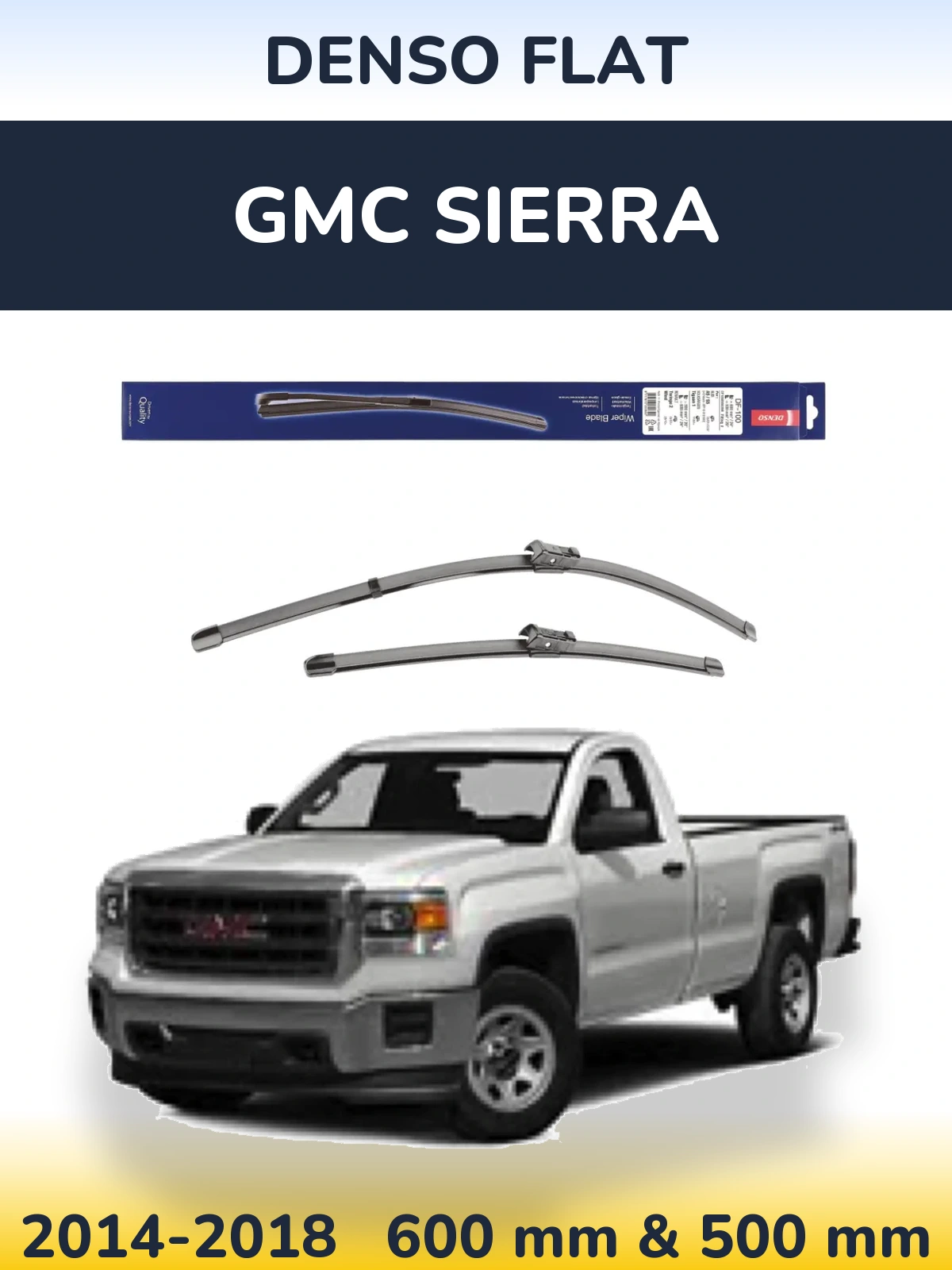 Komplet przednich wycieraczek Denso Flat 600 & 500 mm do GMC Sierra 2014-2018