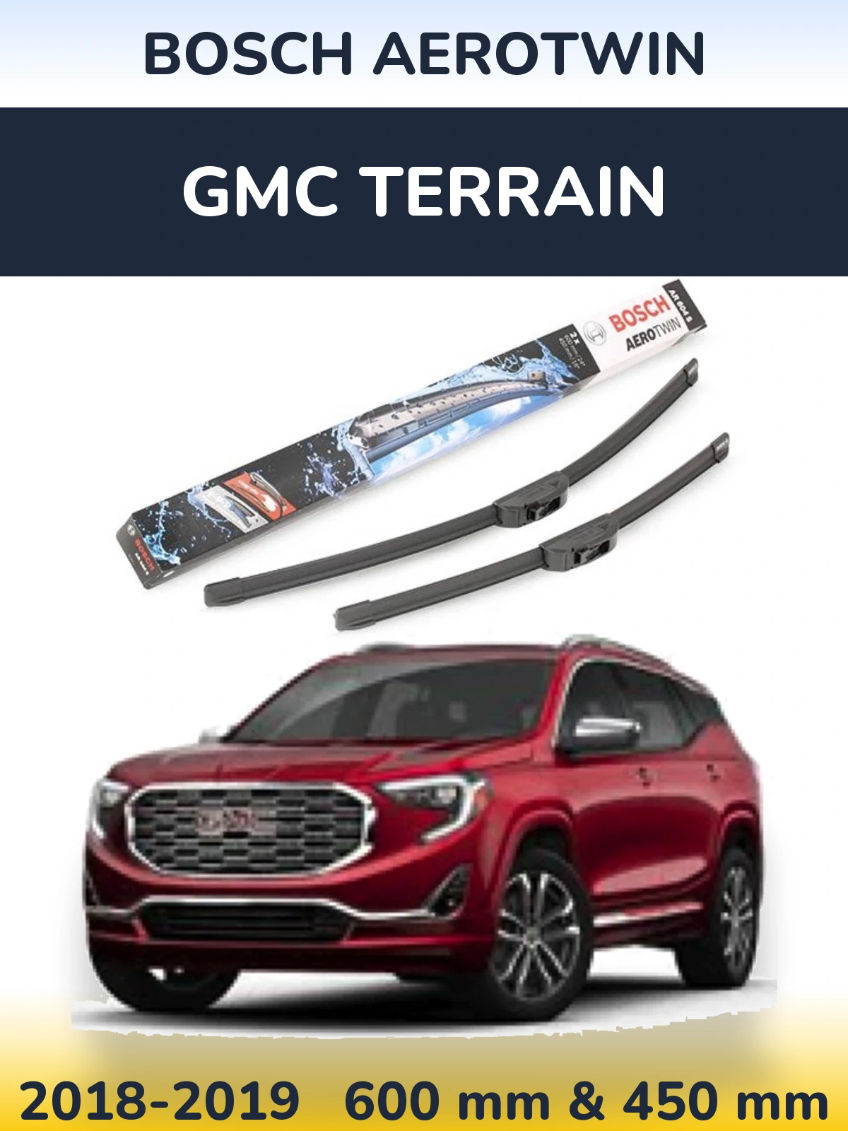 Komplet przednich wycieraczek BOSCH AeroTwin 600 & 450 mm do GMC Terrain 2018-2019