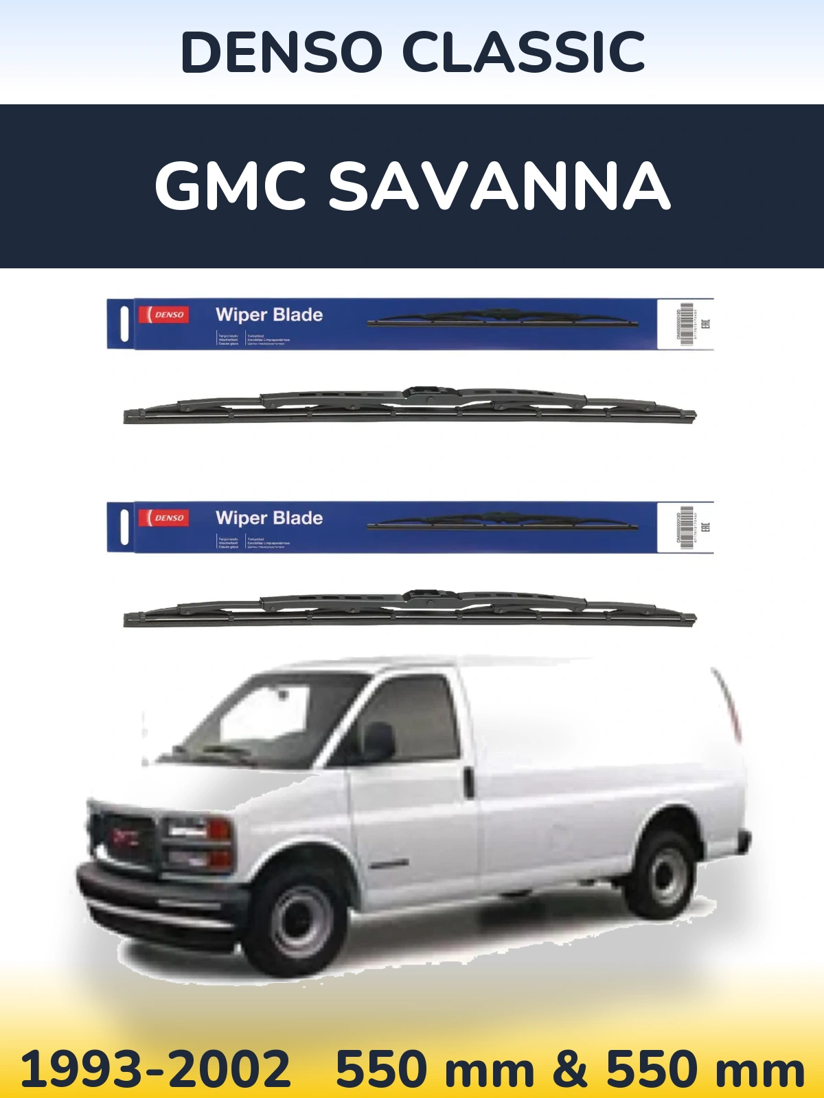 Komplet przednich wycieraczek Denso Classic 550 & 550 mm do GMC Savanna 1993-2002