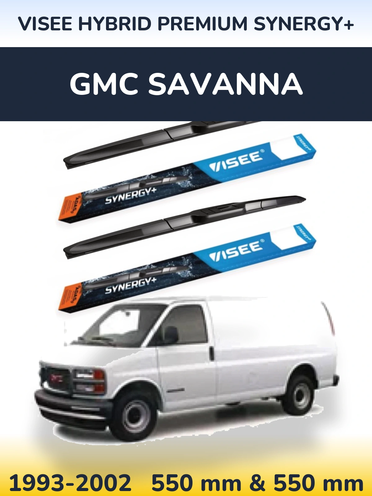 Комплект передних дворников VISEE HYBRID PREMIUM SYNERGY+ 550 & 550 мм для GMC Savanna 1993-2002