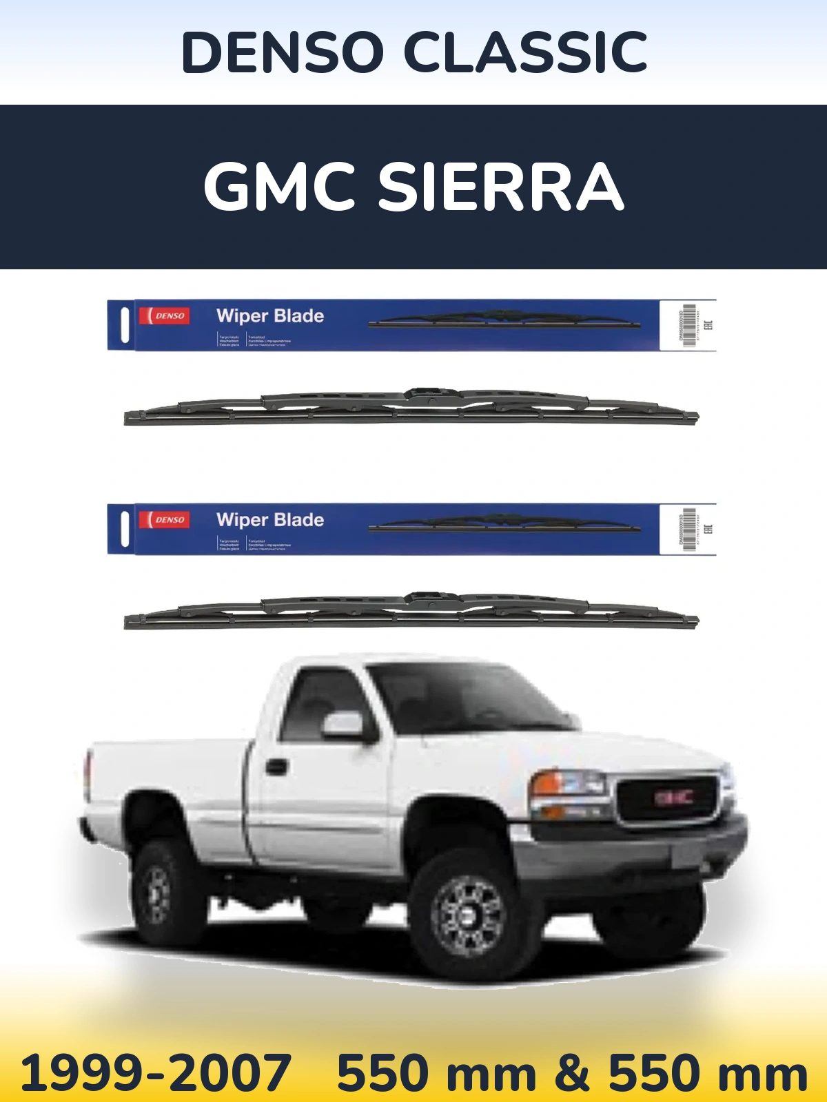 Front wiper blade set Denso Classic 550 & 550 mm for GMC Sierra 1999-2007