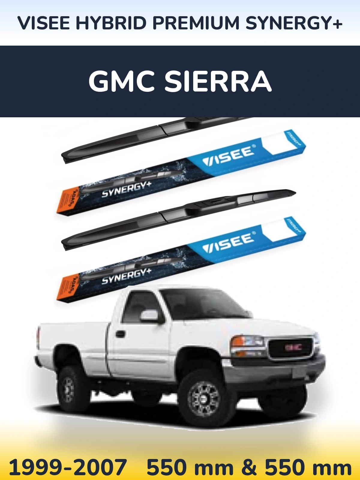 Front wiper blade set VISEE HYBRID PREMIUM SYNERGY+ 550 & 550 mm for GMC Sierra 1999-2007