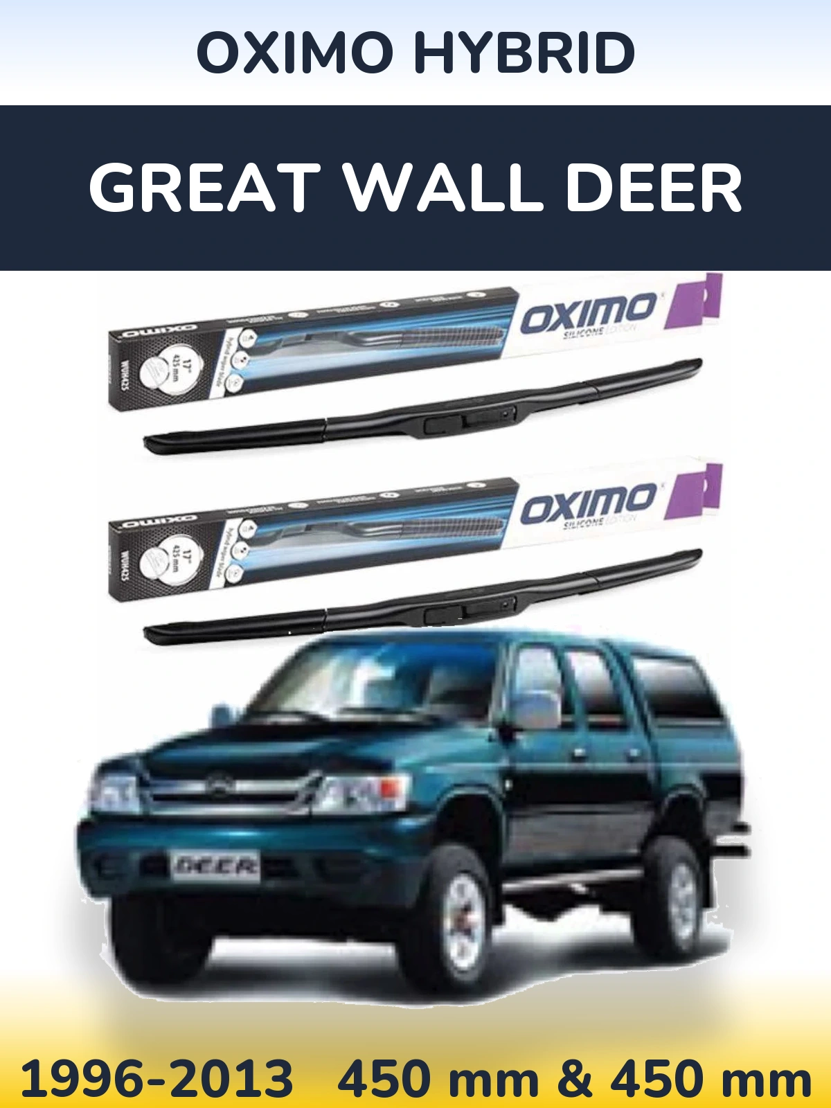 Komplet przednich wycieraczek Oximo Hybrid 450 & 450 mm do Great Wall Deer 1996-2013