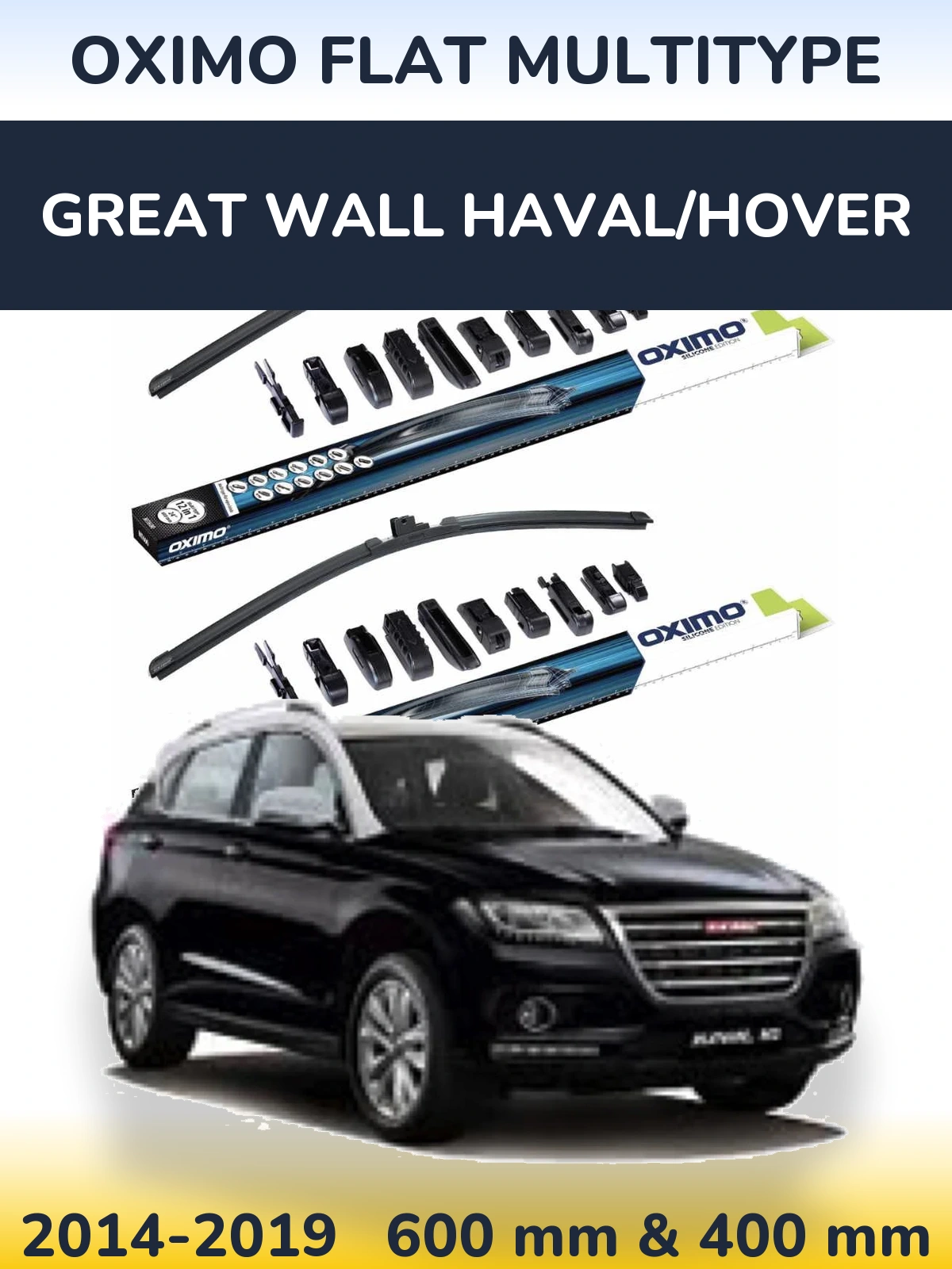 Комплект передних дворников Oximo Flat MultiТипe 600 & 400 мм для Great Wall Haval/Hover 2014-2019