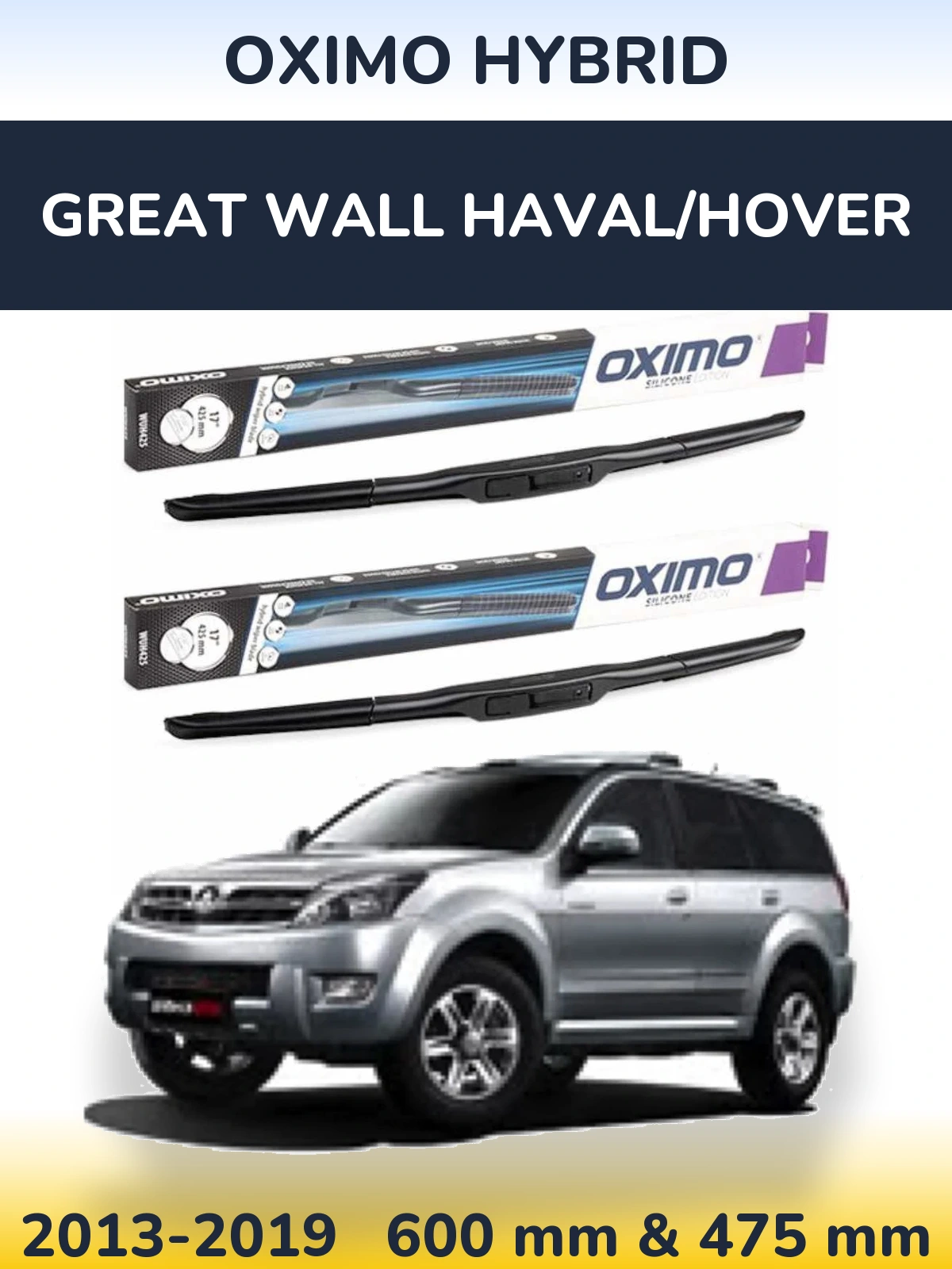 Komplet przednich wycieraczek Oximo Hybrid 600 & 475 mm do Great Wall Haval/Hover 2013-2019