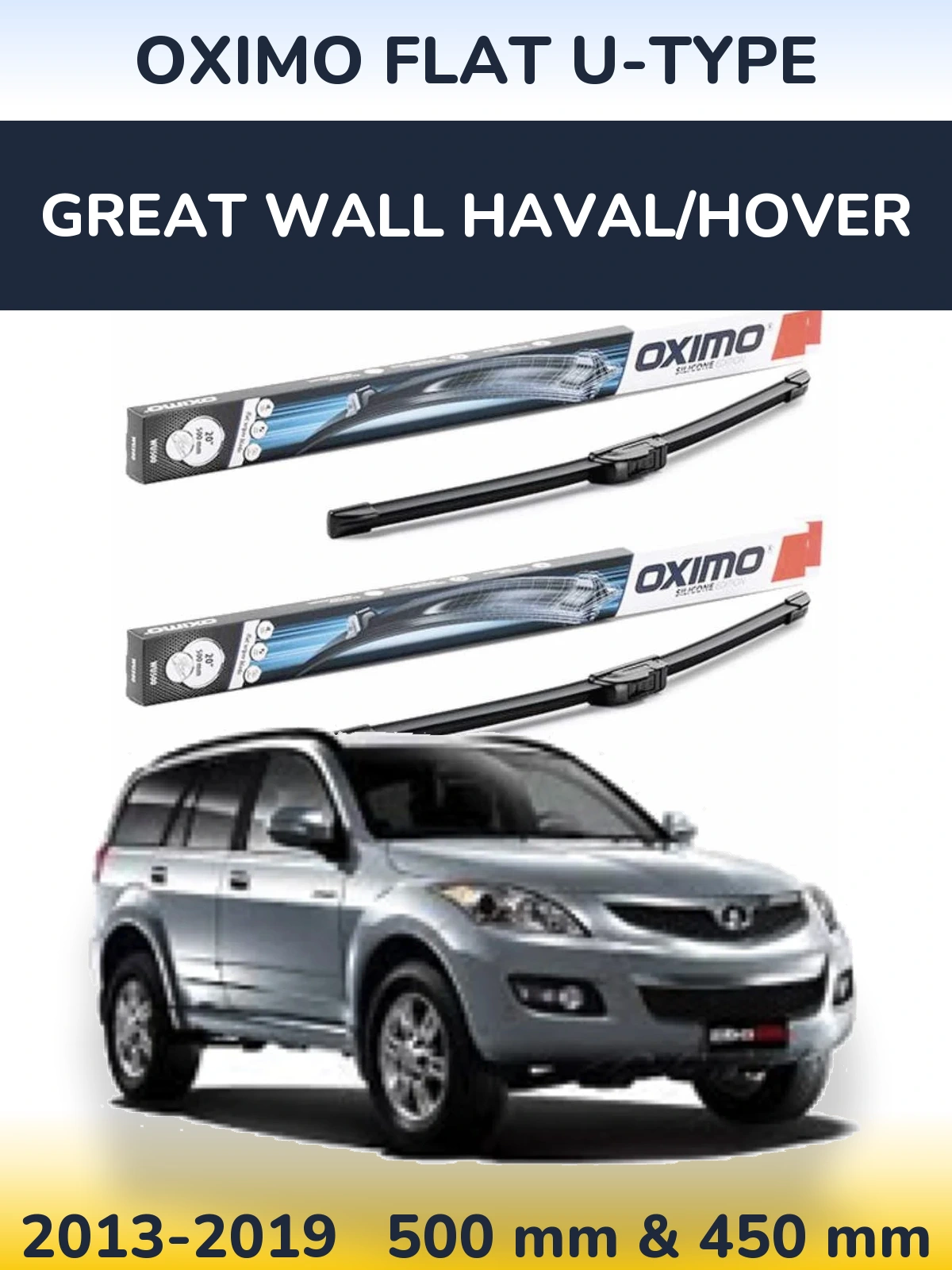Komplet przednich wycieraczek Oximo Flat U-type 500 & 450 mm do Great Wall Haval/Hover 2013-2019