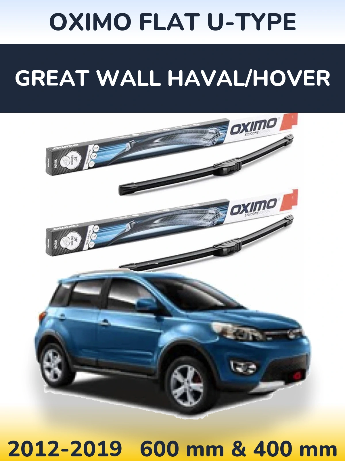 Комплект передних дворников Oximo Flat U-type 600 & 400 мм для Great Wall Haval/Hover 2012-2019