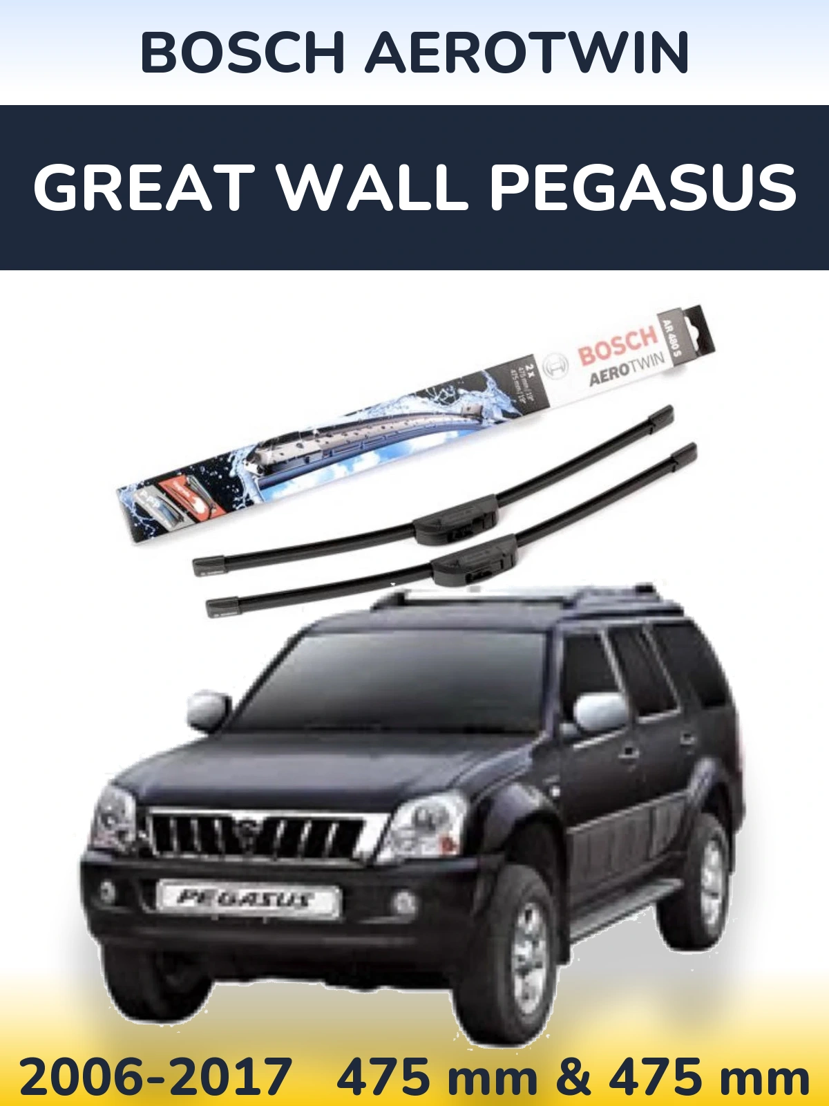 Komplet przednich wycieraczek BOSCH AeroTwin 475 & 475 mm do Great Wall Pegasus 2006-2017