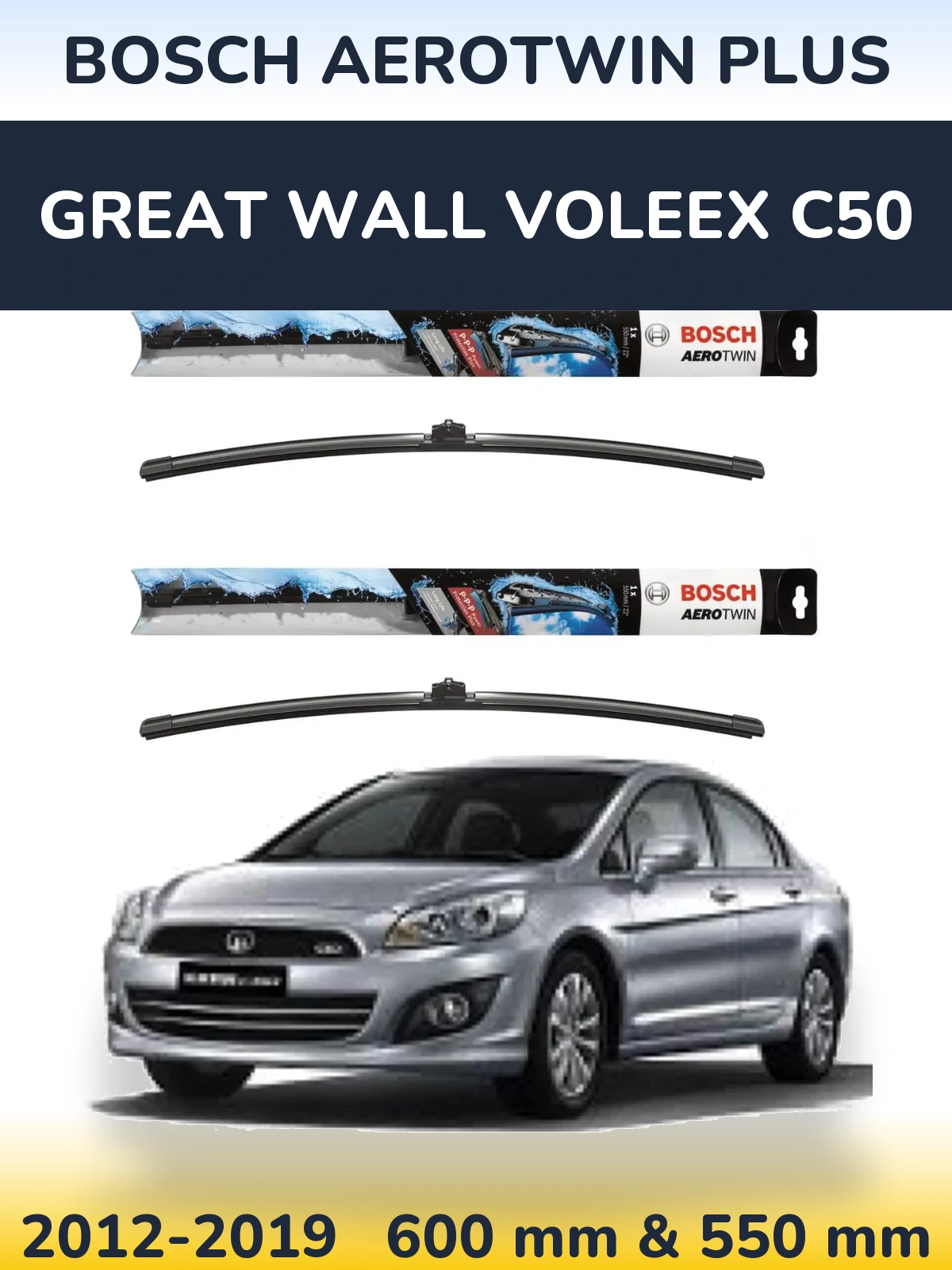 Komplet przednich wycieraczek BOSCH AeroTwin Plus 600 & 550 mm do Great Wall Voleex C50 2012-2019