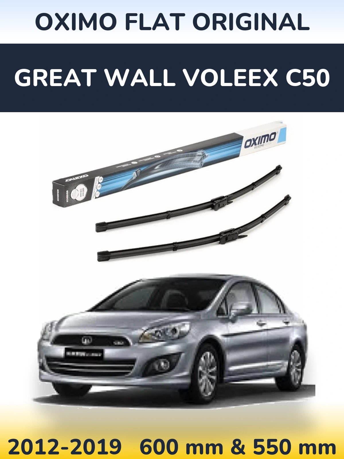 Комплект передних дворников Oximo Flat Original 600 & 550 мм для Great Wall Voleex C50 2012-2019