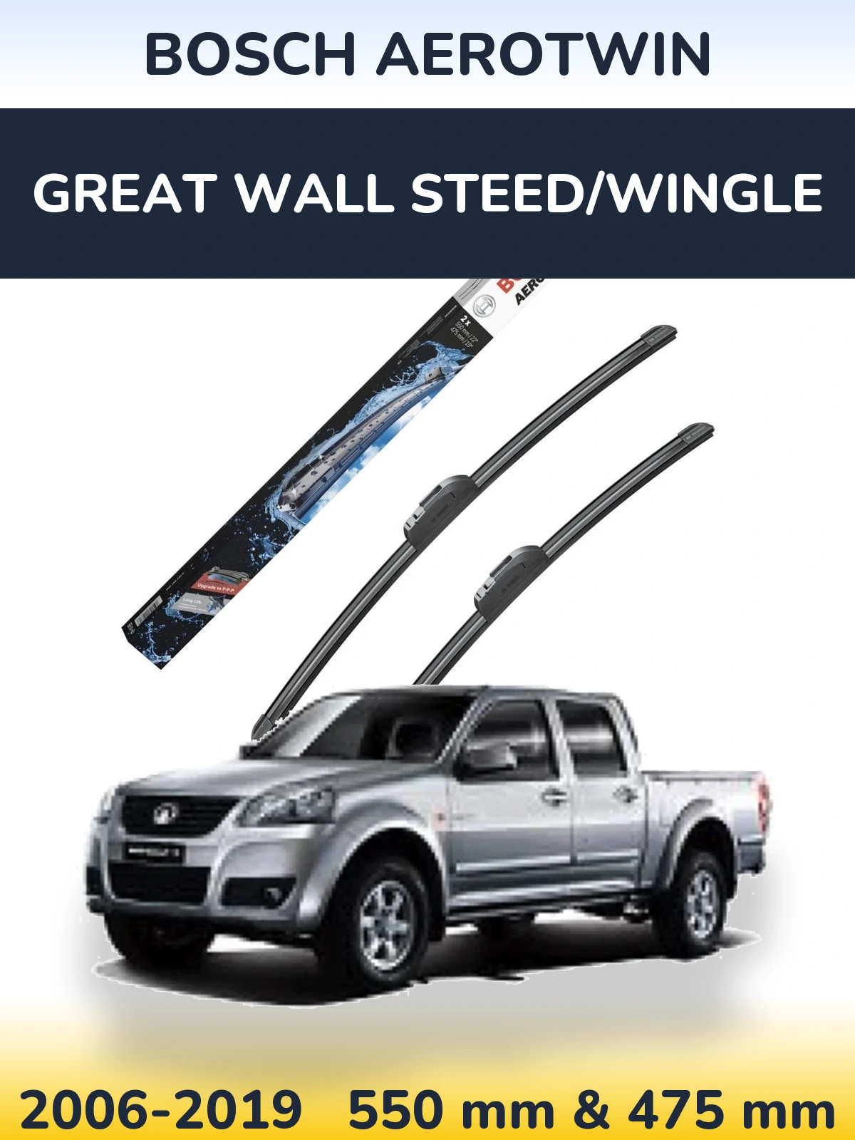 Komplet przednich wycieraczek BOSCH AeroTwin 550 & 475 mm do Great Wall Steed/Wingle 2006-2019