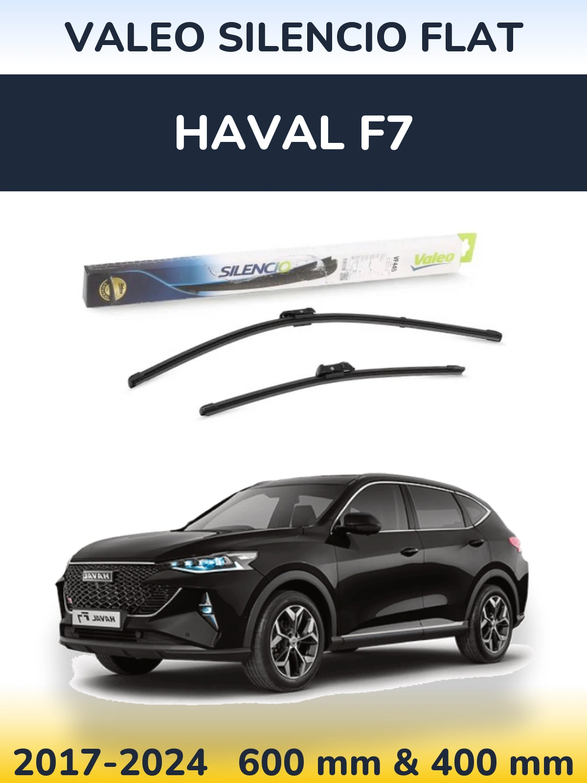 Front wiper blade set Valeo Silencio Flat 600 & 400 mm for Haval F7 2017-2024