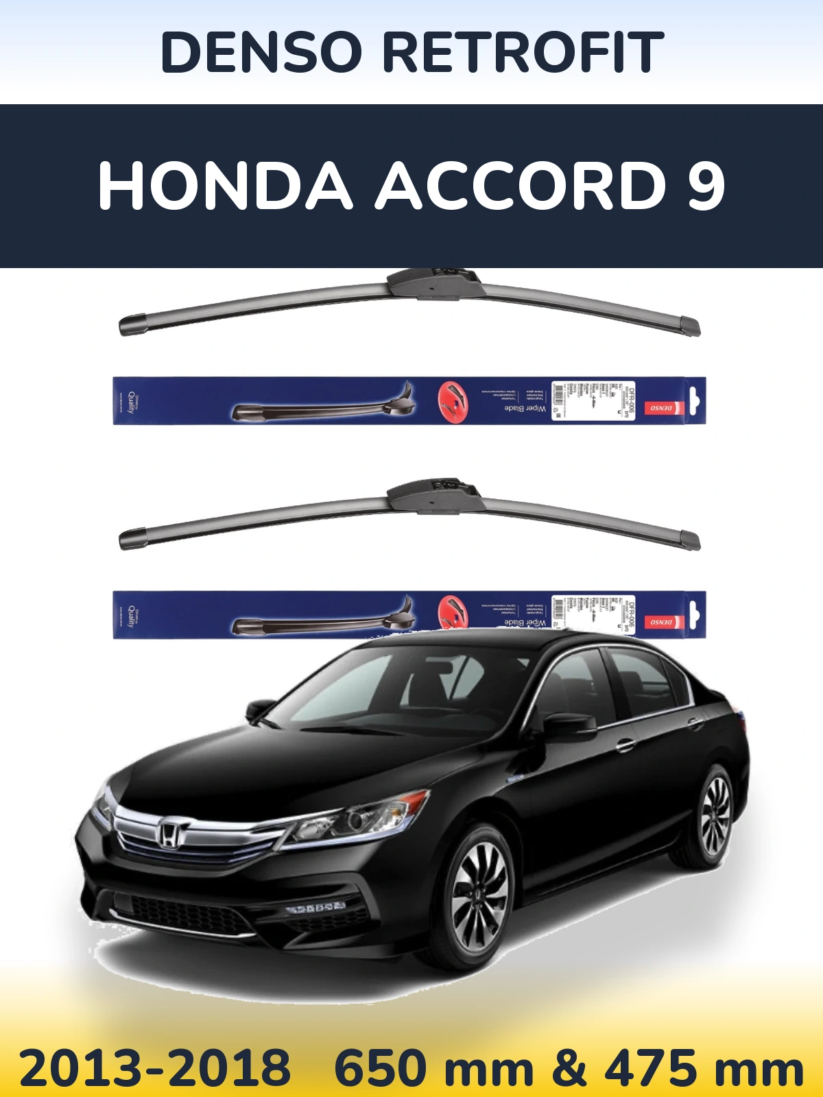 Komplet przednich wycieraczek Denso Retrofit 650 & 475 mm do Honda Accord 9 2013-2018