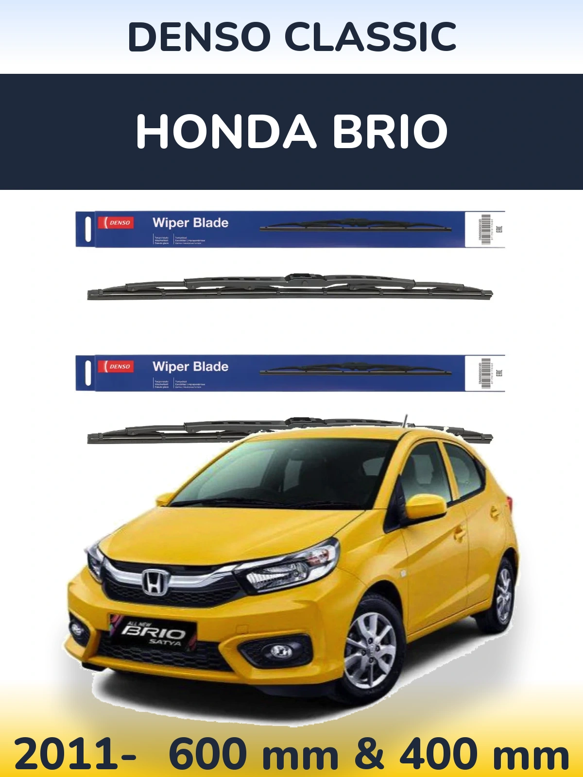Комплект передних дворников Denso Classic 600 & 400 мм для Honda Brio 2011-2026
