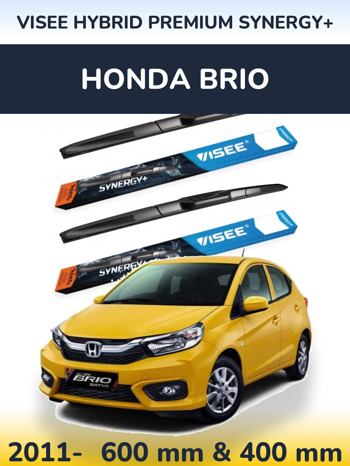 Комплект передних дворников VISEE HYBRID PREMIUM SYNERGY+ 600 & 400 мм для Honda Brio 2011-2026