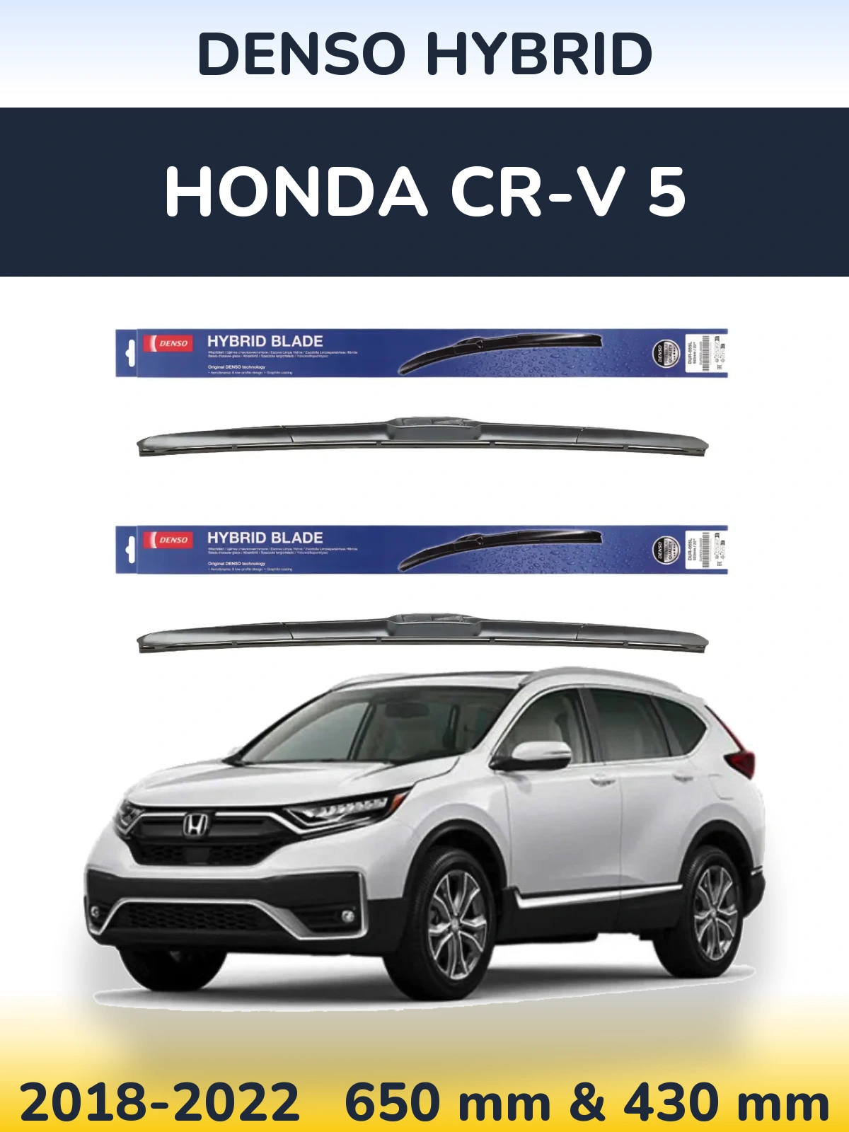 Komplet przednich wycieraczek Denso Hybrid 650 & 430 mm do Honda CR-V 5 2018-2022
