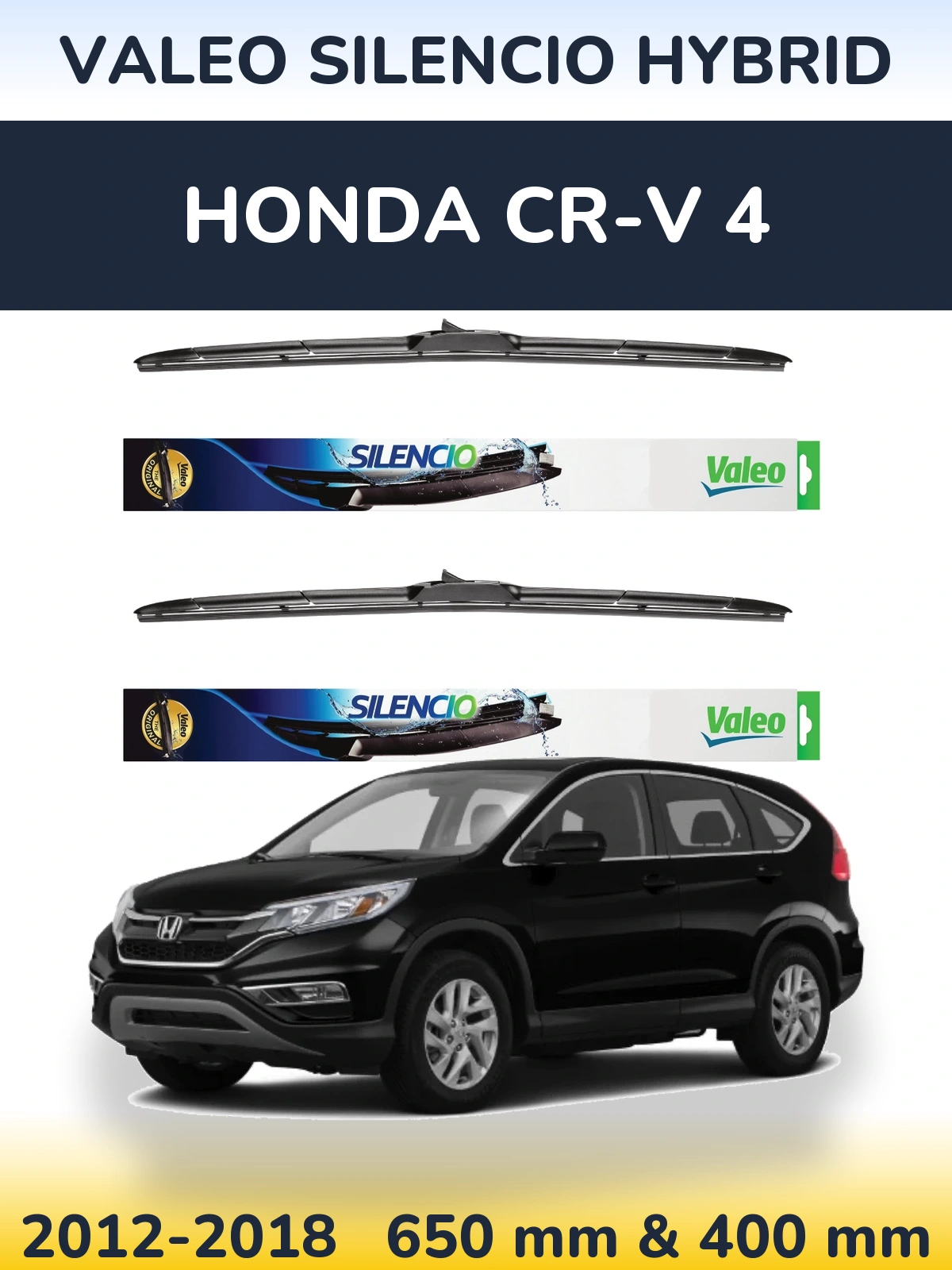 Komplet przednich wycieraczek Valeo Silencio Hybrid 650 & 400 mm do Honda CR-V 4 2012-2018
