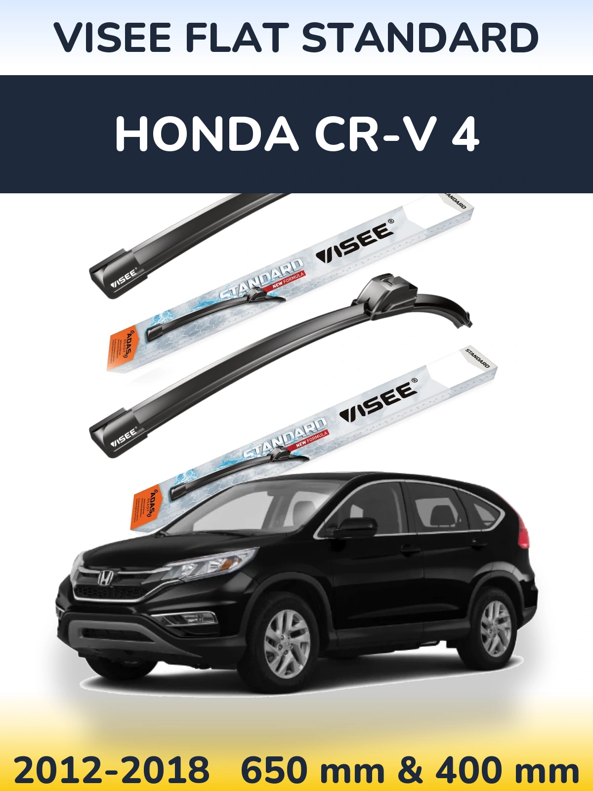 Комплект передних дворников VISEE FLAT STANDARD 650 & 400 мм для Honda CR-V 4 2012-2018