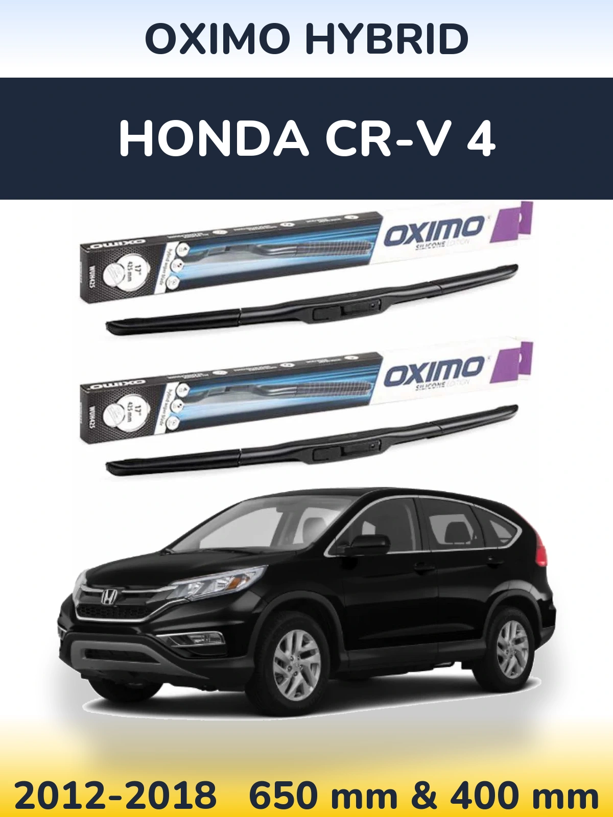 Komplet przednich wycieraczek Oximo Hybrid 650 & 400 mm do Honda CR-V 4 2012-2018