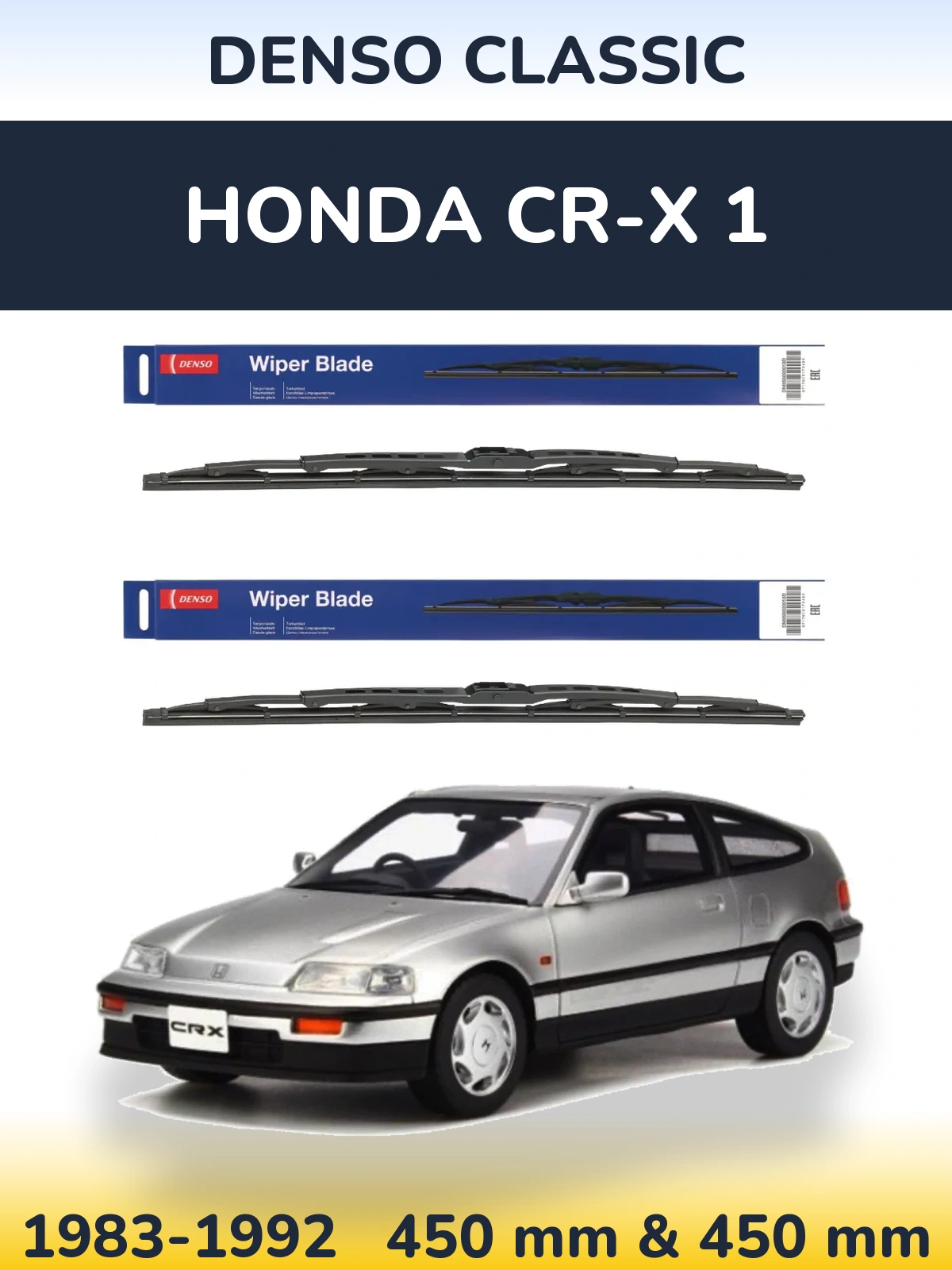 Komplet przednich wycieraczek Denso Classic 450 & 450 mm do Honda CR-X 1 1983-1992