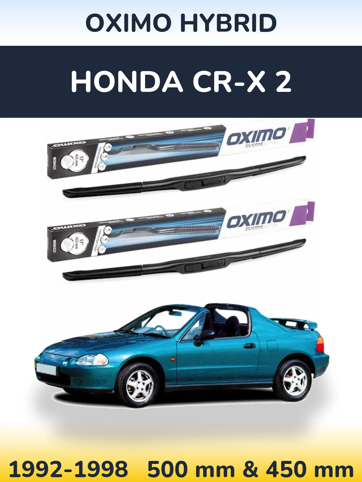 Комплект передних дворников Oximo Hybrid 500 & 450 мм для Honda CR-X 2 1992-1998