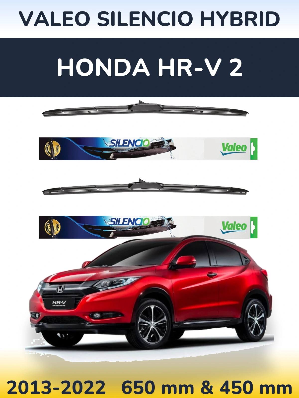 Komplet przednich wycieraczek Valeo Silencio Hybrid 650 & 450 mm do Honda HR-V 2 2013-2022