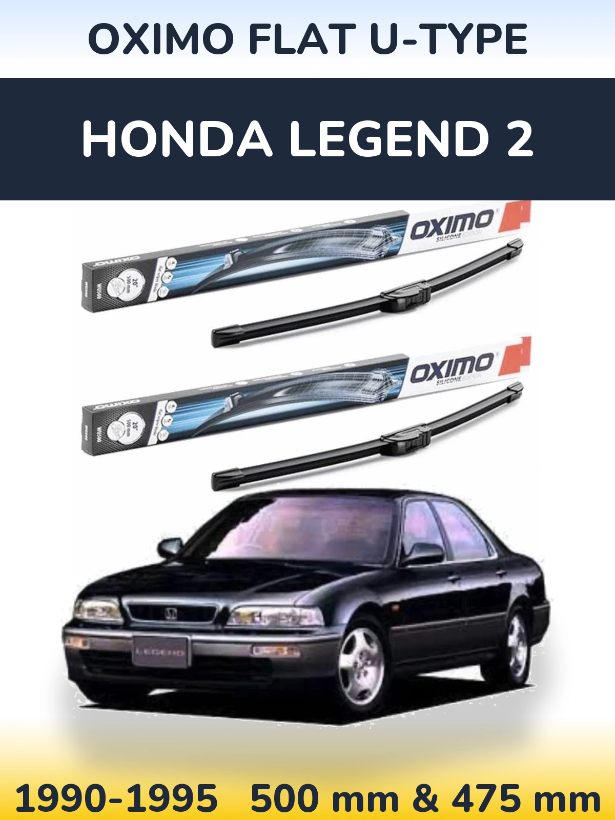Komplet przednich wycieraczek Oximo Flat U-type 500 & 475 mm do Honda Legend 2 1990-1995
