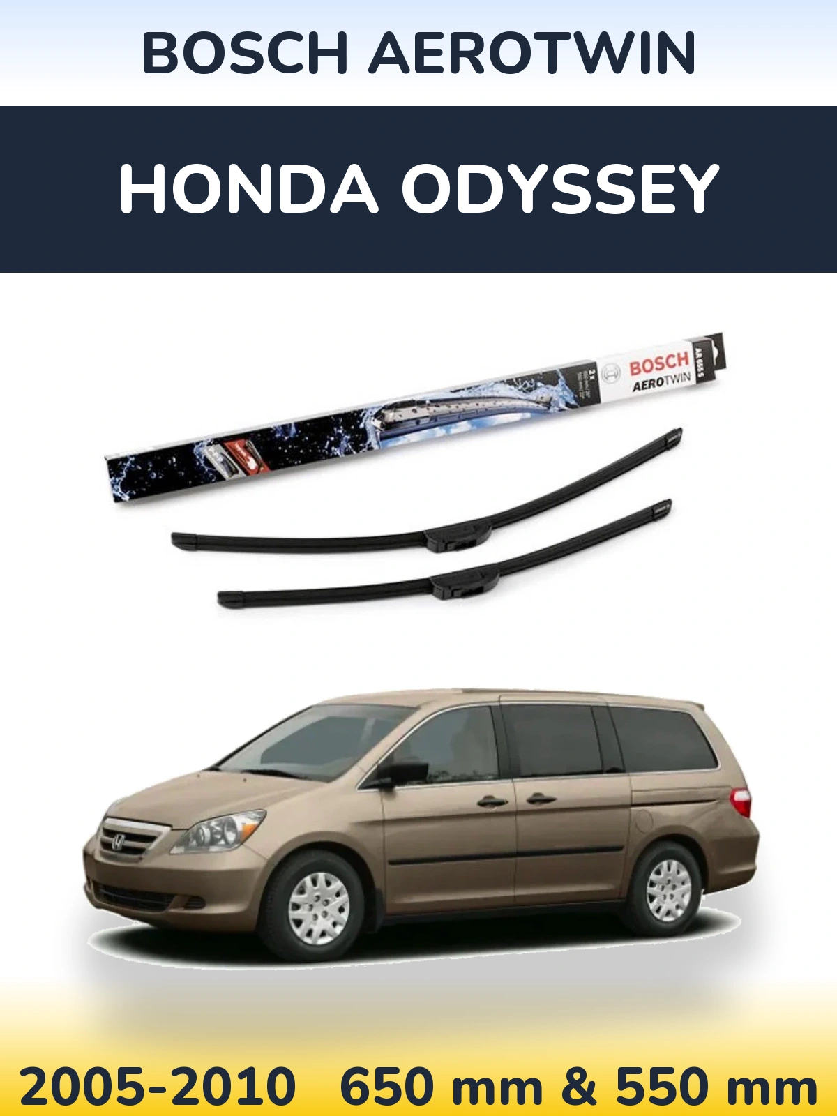 Komplet przednich wycieraczek BOSCH AeroTwin 650 & 550 mm do Honda Odyssey 3 2005-2010