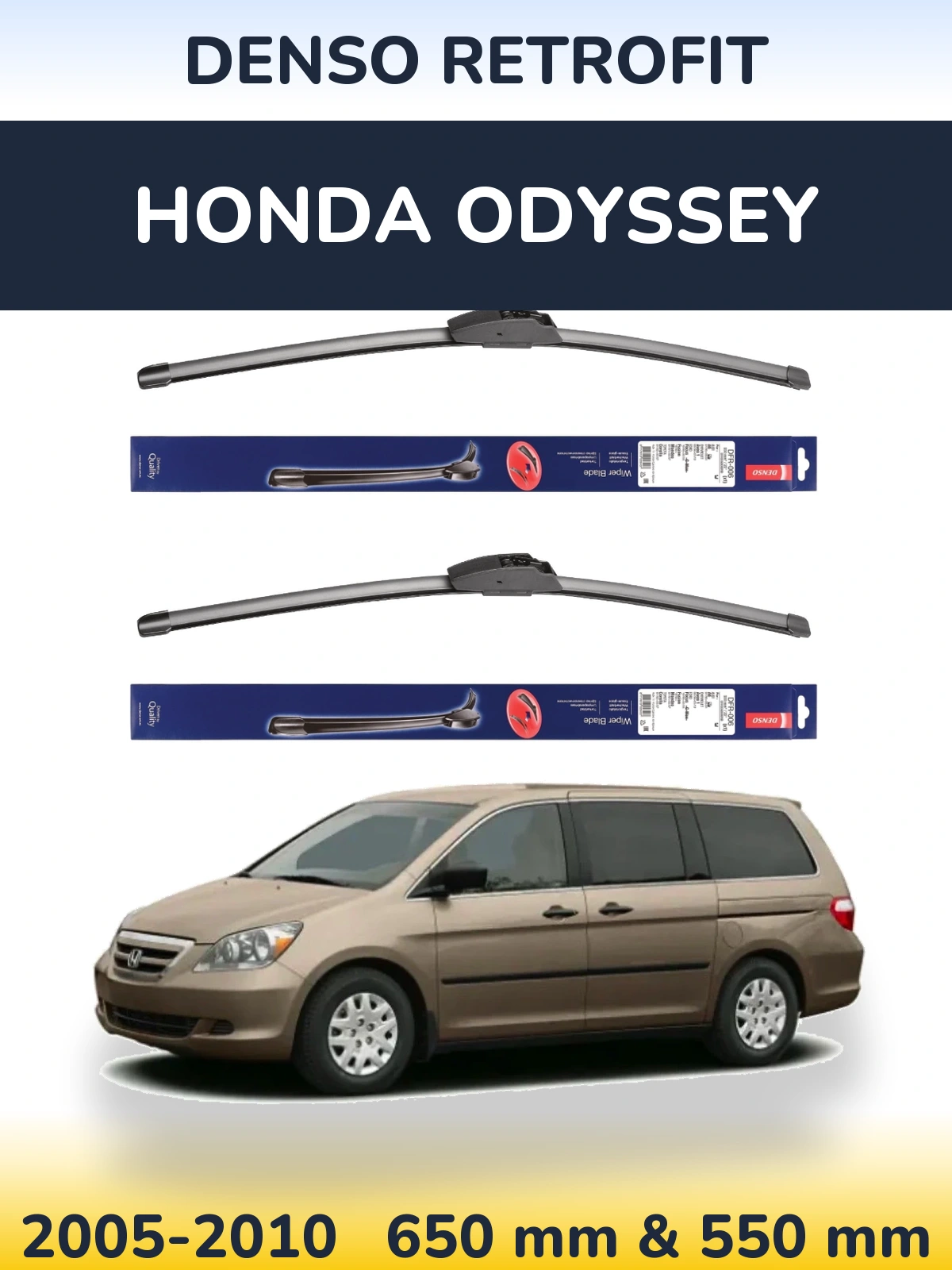 Komplet przednich wycieraczek Denso Retrofit 650 & 550 mm do Honda Odyssey 3 2005-2010