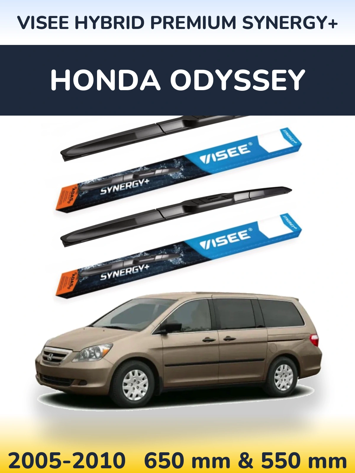 Komplet przednich wycieraczek VISEE HYBRID PREMIUM SYNERGY+ 650 & 550 mm do Honda Odyssey 3 2005-2010