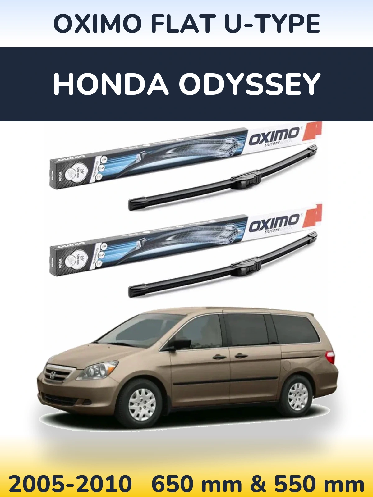 Komplet przednich wycieraczek Oximo Flat U-type 650 & 550 mm do Honda Odyssey 3 2005-2010