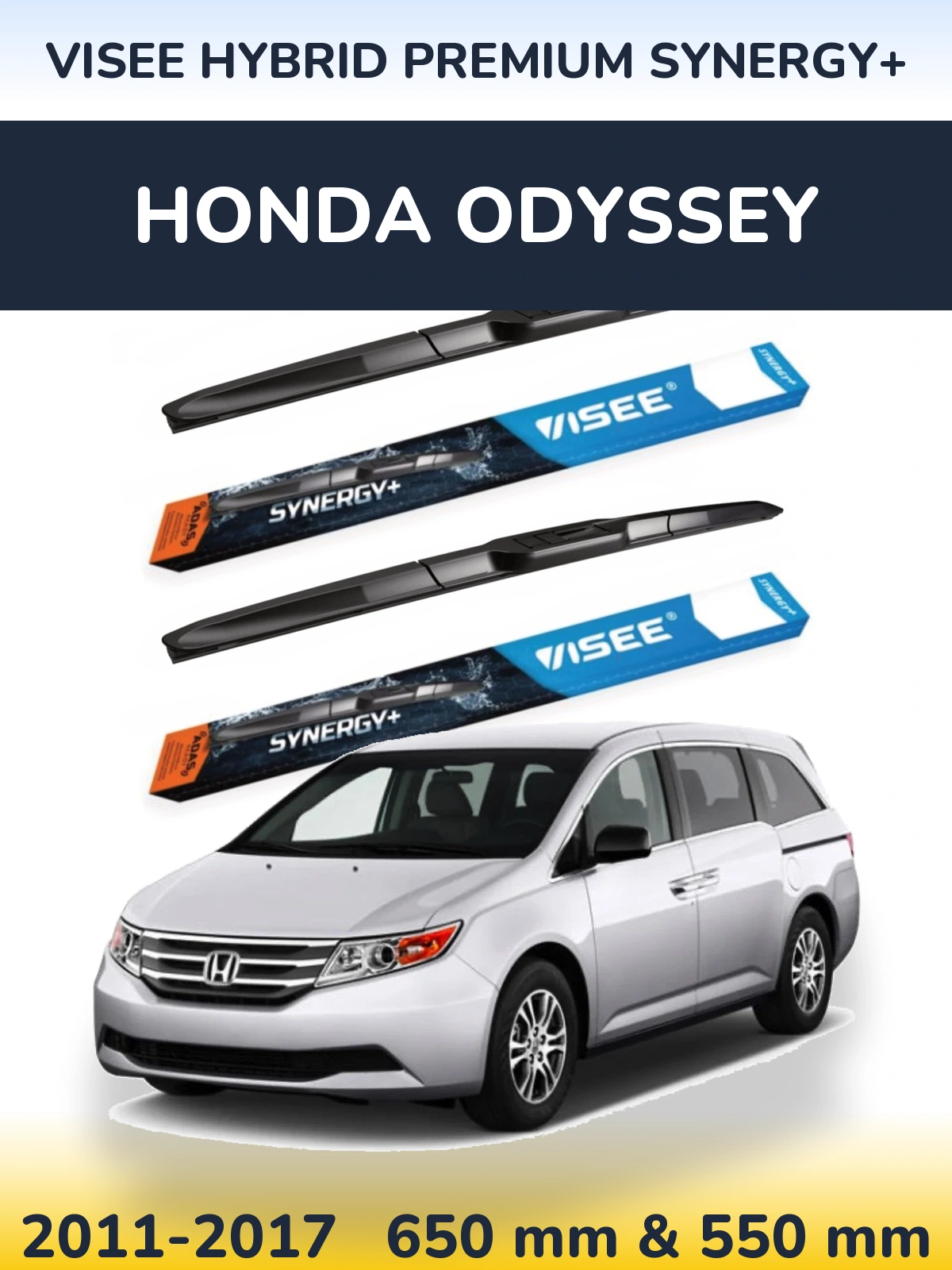 Komplet przednich wycieraczek VISEE HYBRID PREMIUM SYNERGY+ 650 & 550 mm do Honda Odyssey 4 2011-2017
