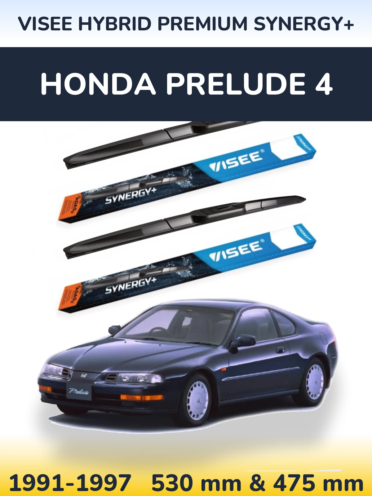 Komplet przednich wycieraczek VISEE HYBRID PREMIUM SYNERGY+ 530 & 475 mm do Honda Prelude 4 1991-1997