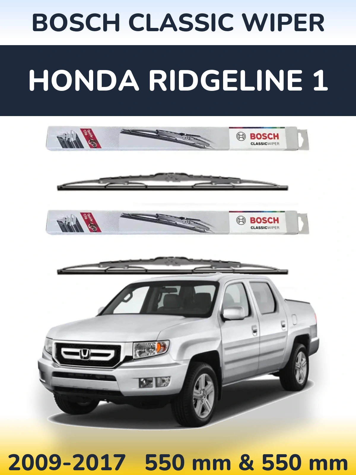 Комплект передних дворников BOSCH Classic Wiper 550 & 550 мм для Honda Ridgeline 1 2009-2017