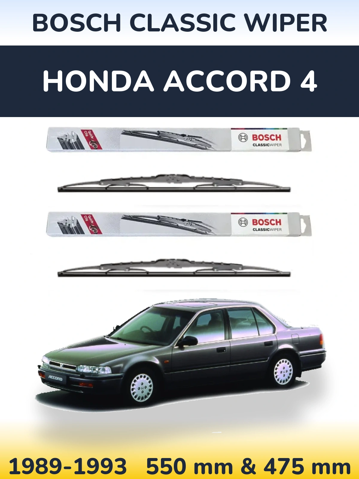 Комплект передних дворников BOSCH Classic Wiper 550 & 475 мм для Honda Accord 4 1989-1993