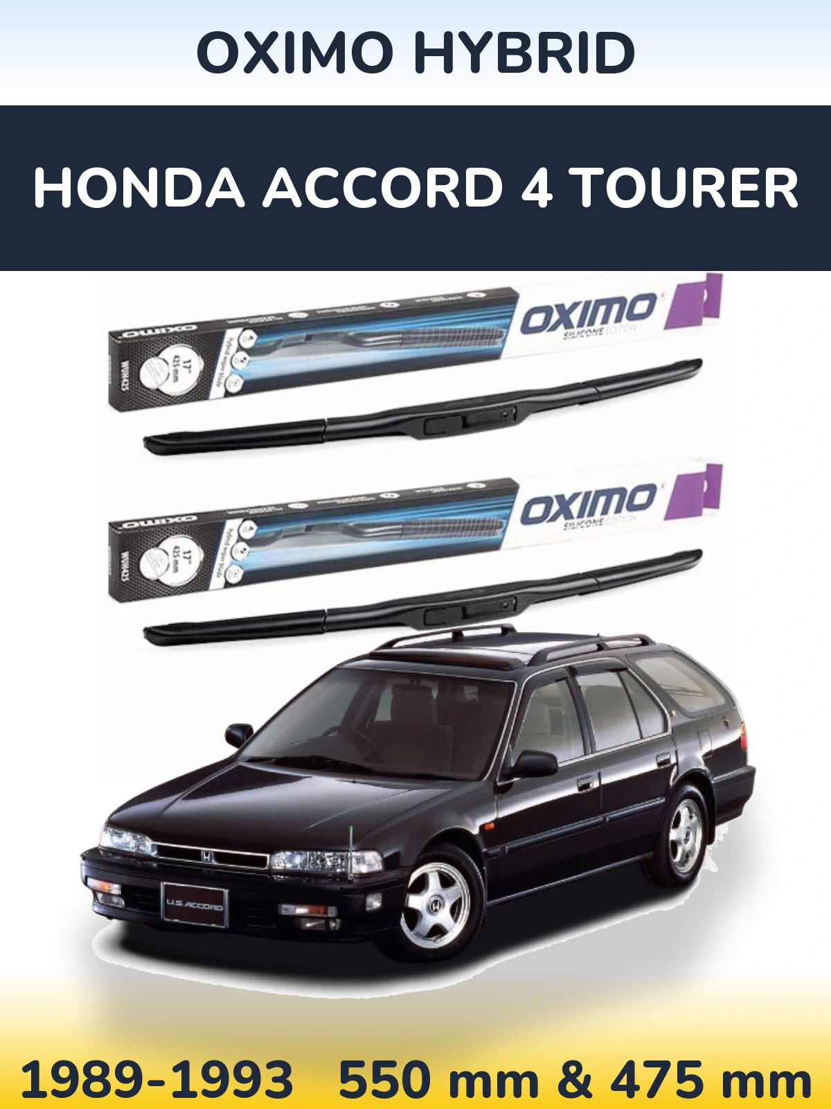 Комплект передних дворников Oximo Hybrid 550 & 475 мм для Honda Accord 4 Tourer 1989-1993